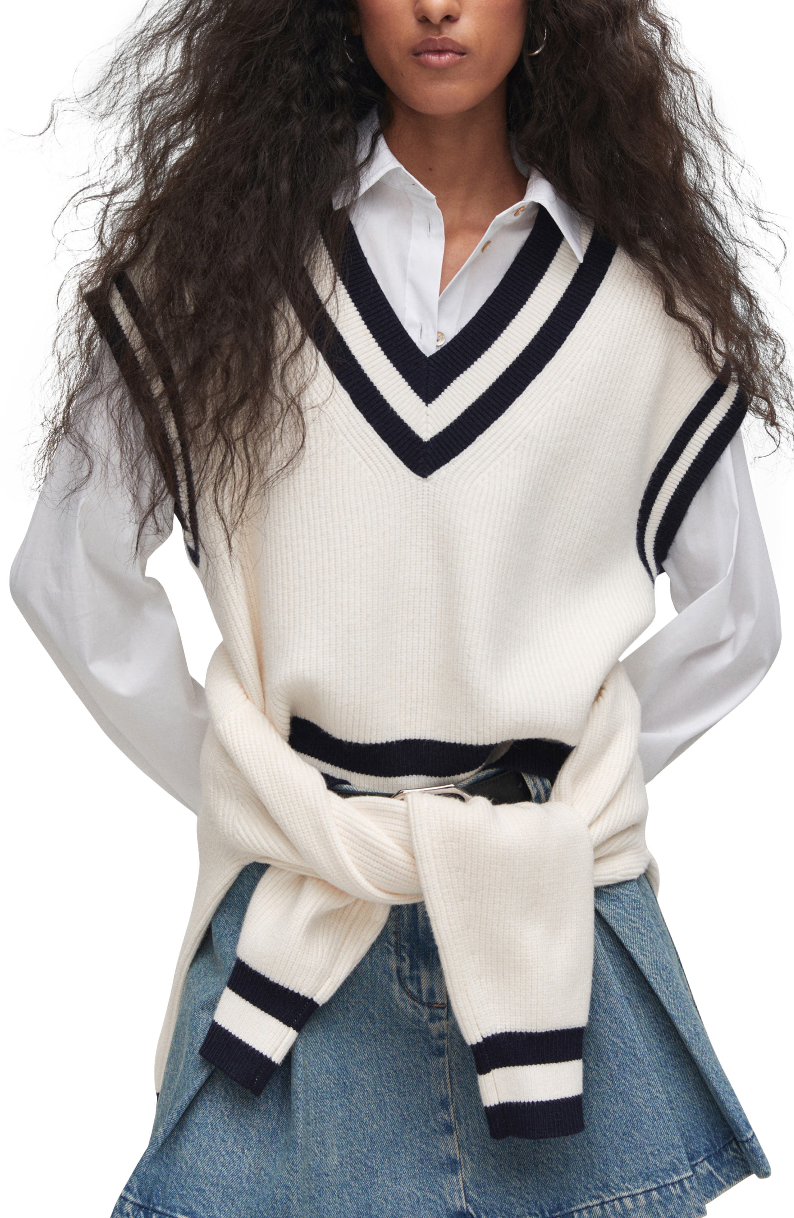 Tipped V-Neck Sweater Vest - image 1