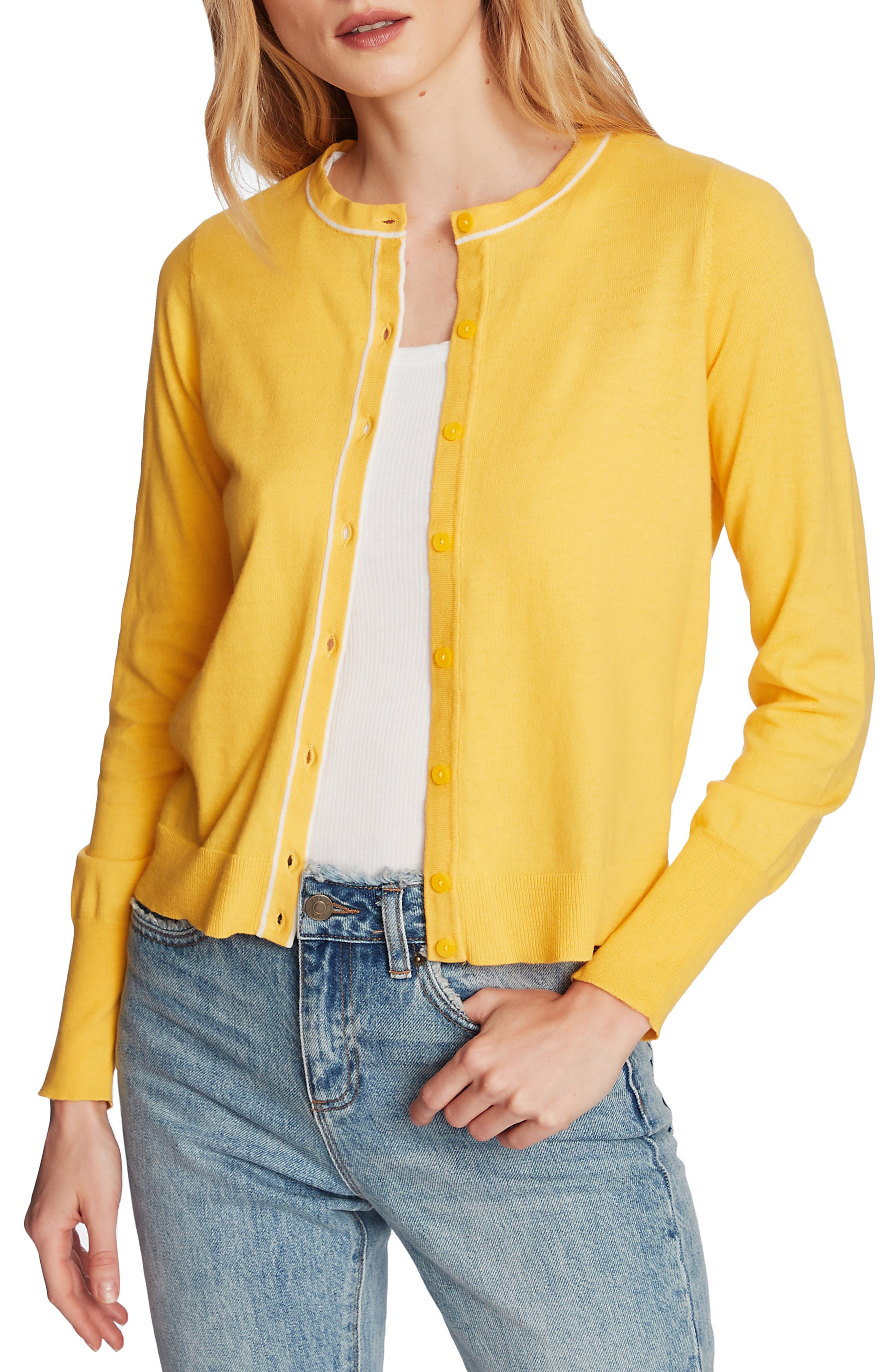 Light Luxe Tipped Cotton & Silk Cardigan - image 1