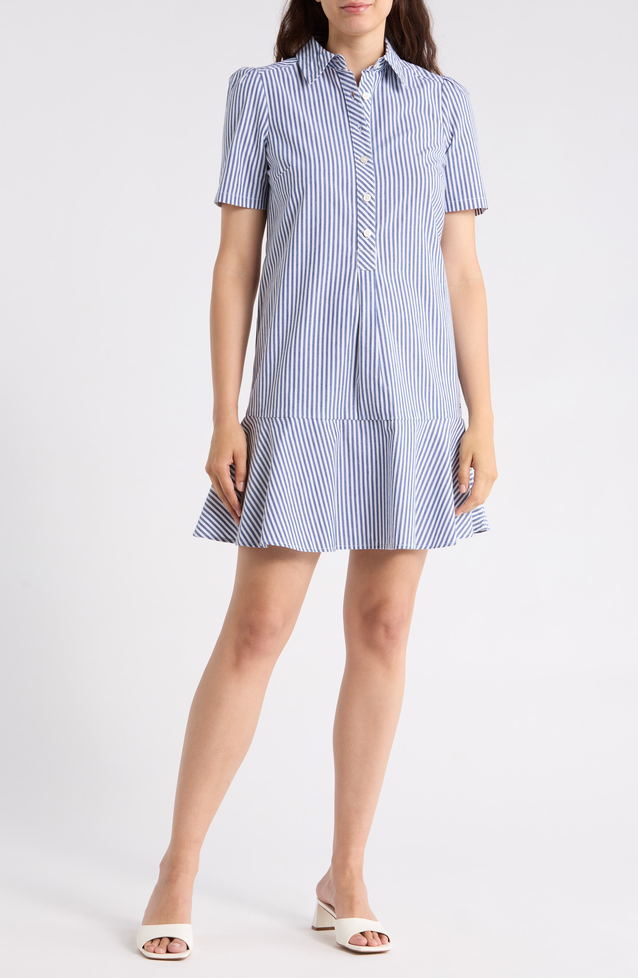 Ruffle Hem Cotton Shirtdress - image 1