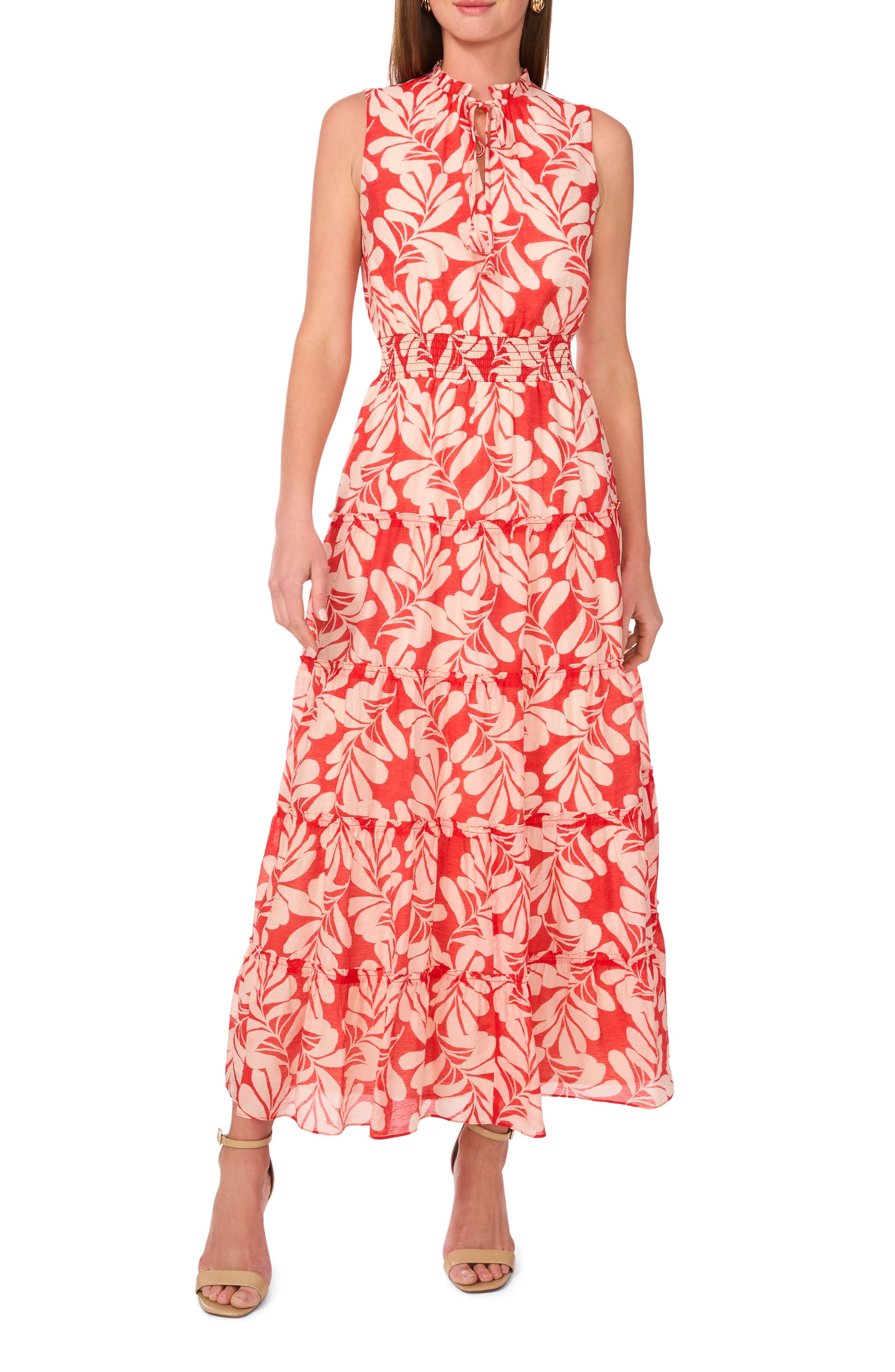 Tie Neck Sleeveless Tiered Maxi Dress - image 1