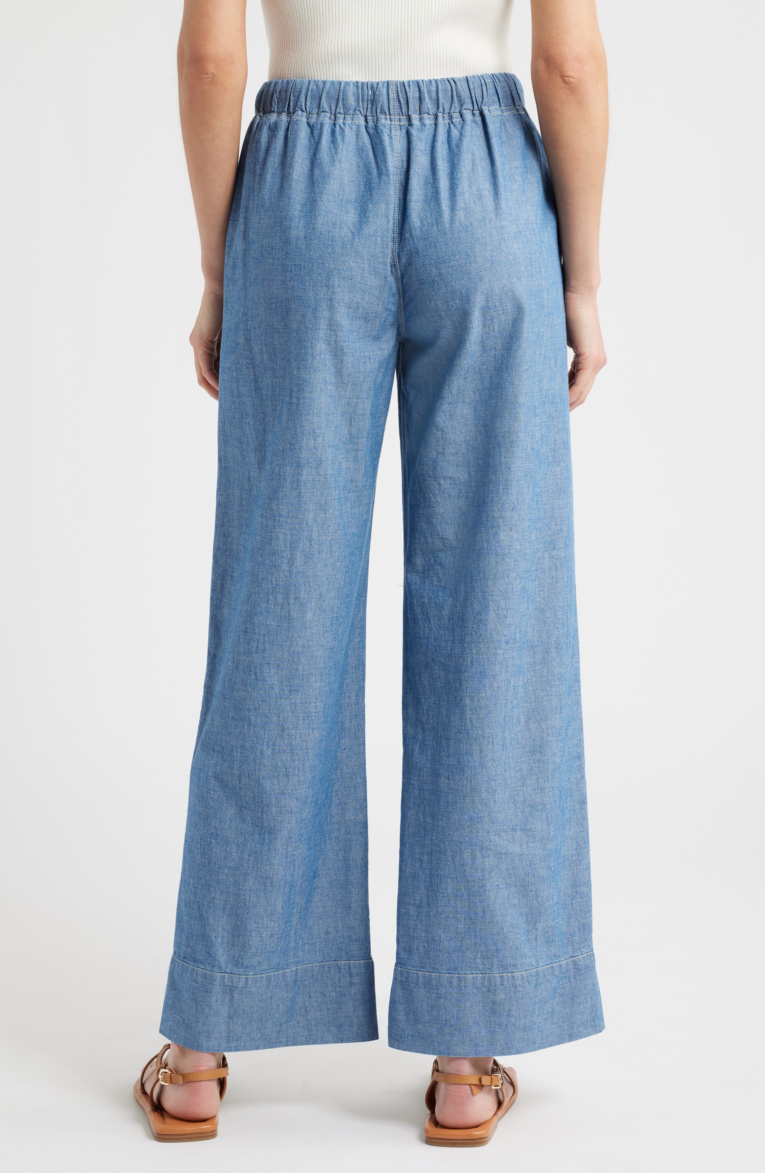 Riley Tie Waist Wide Leg Chambray Pants - image 2