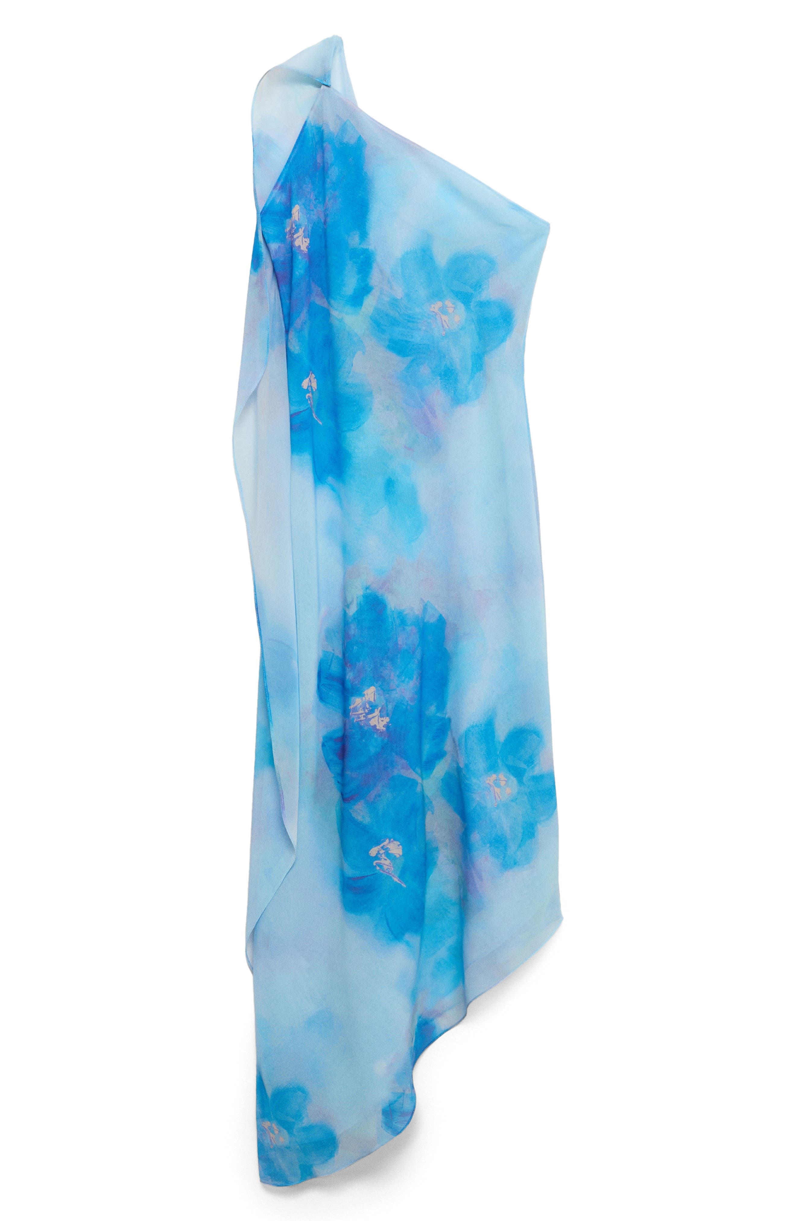 Floral Print Asymmetric Scarf Dress - image 2