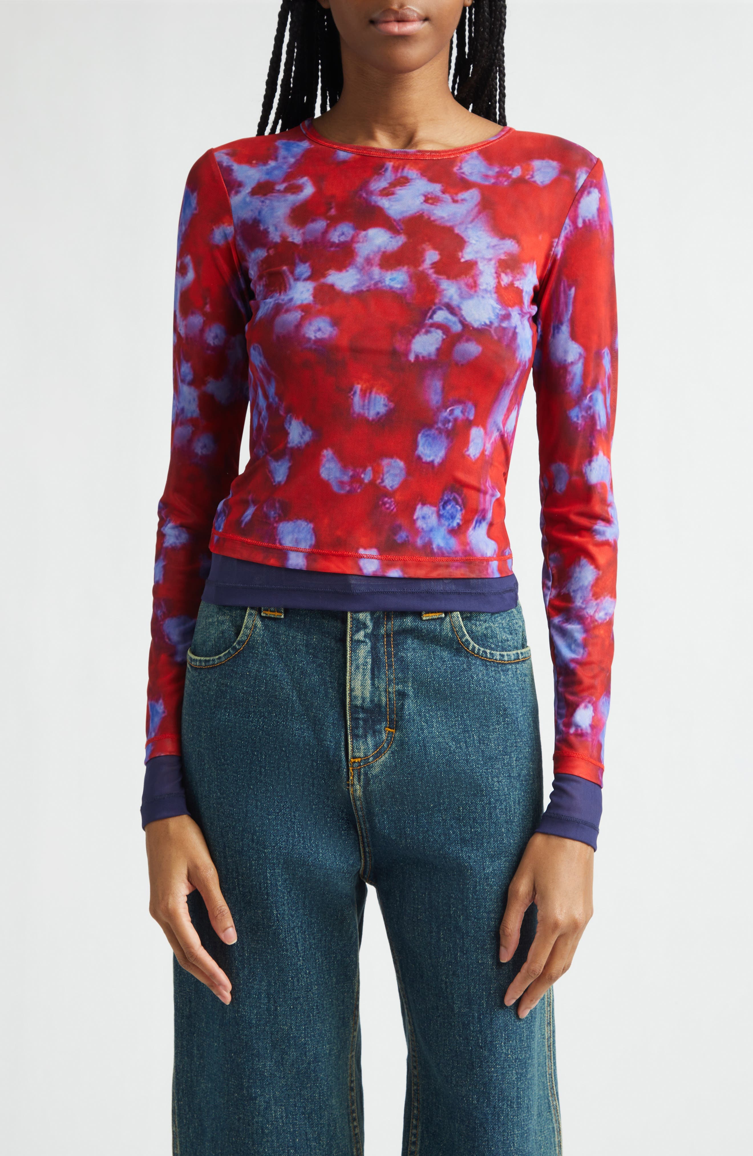 Duet Double Layer Micromesh Long Sleeve Top - image 1
