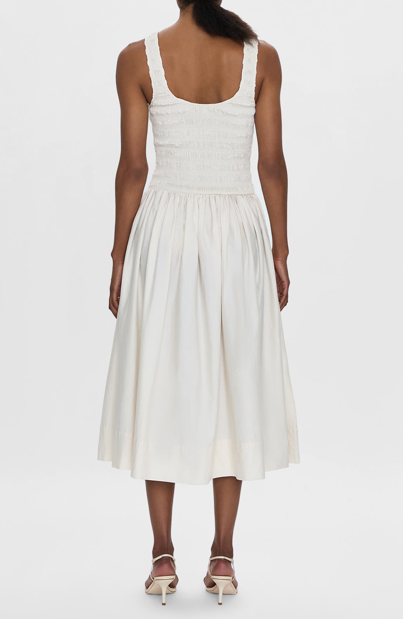Alessia Smocked Drop-Waist Stretch Cotton Midi Dress - image 2