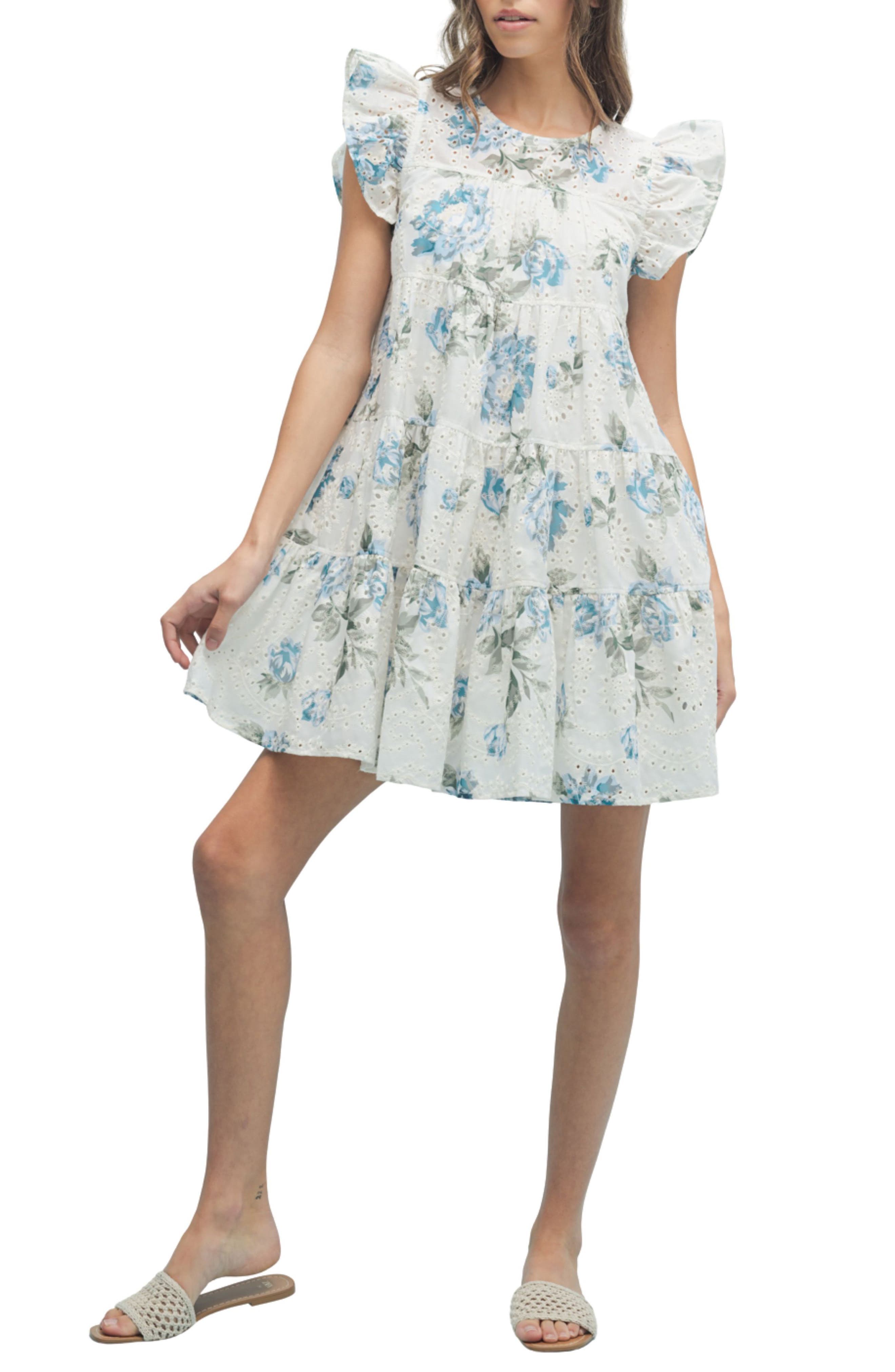 Floral Eyelet Babydoll Dress - image 1