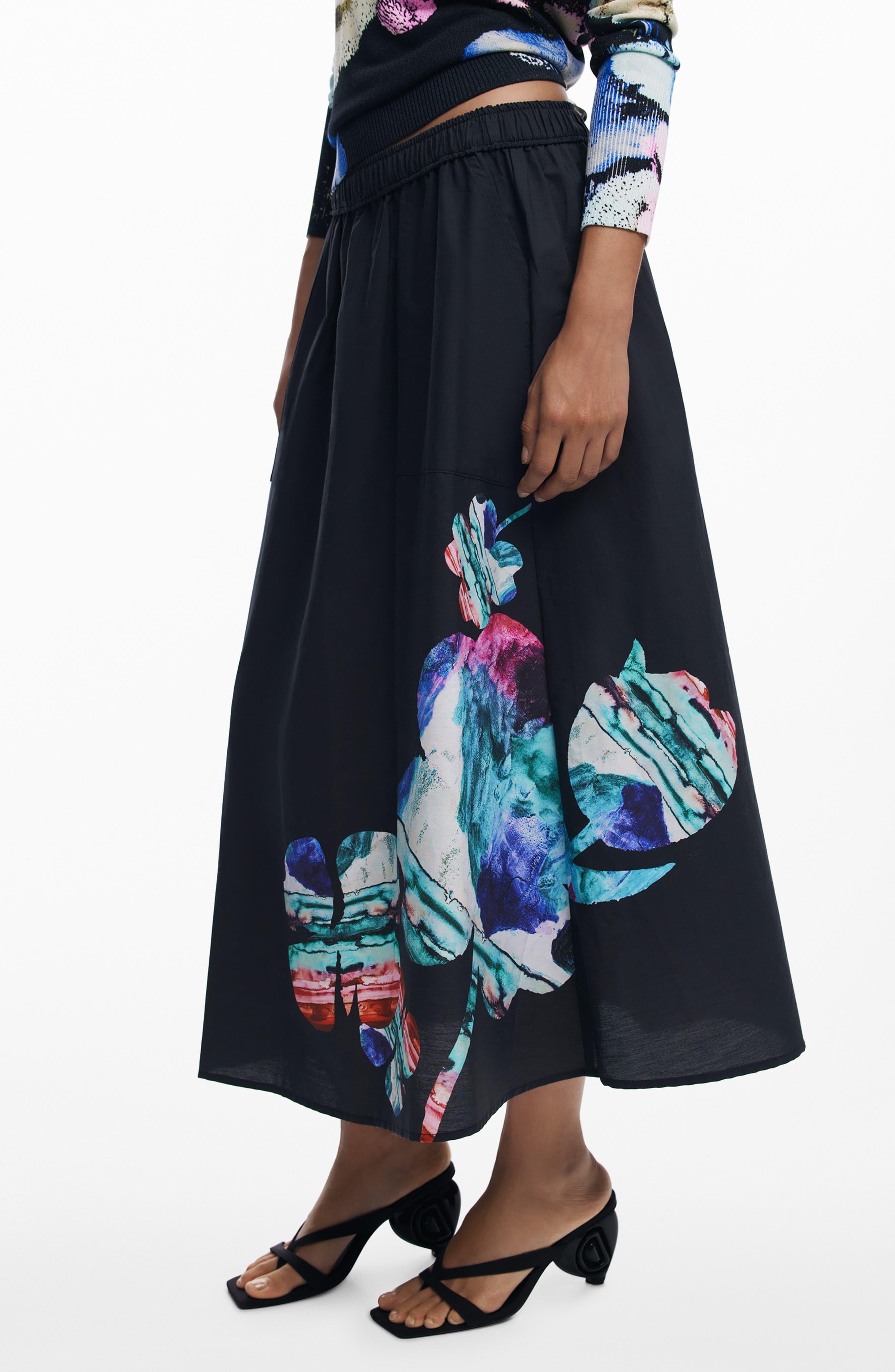 Floral Print A-Line Skirt - image 1