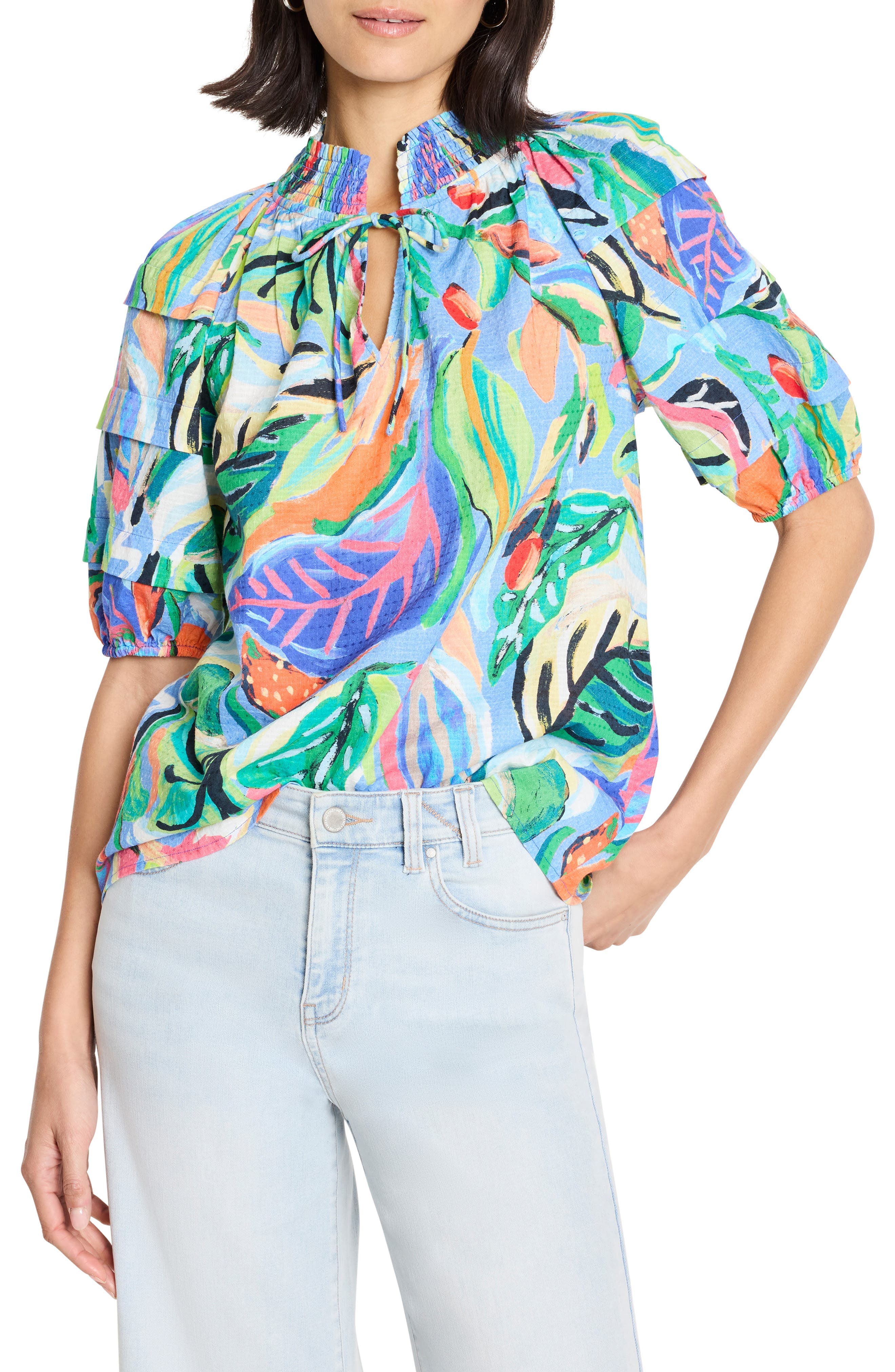 Island Beat Smocked Collar Top - image 1