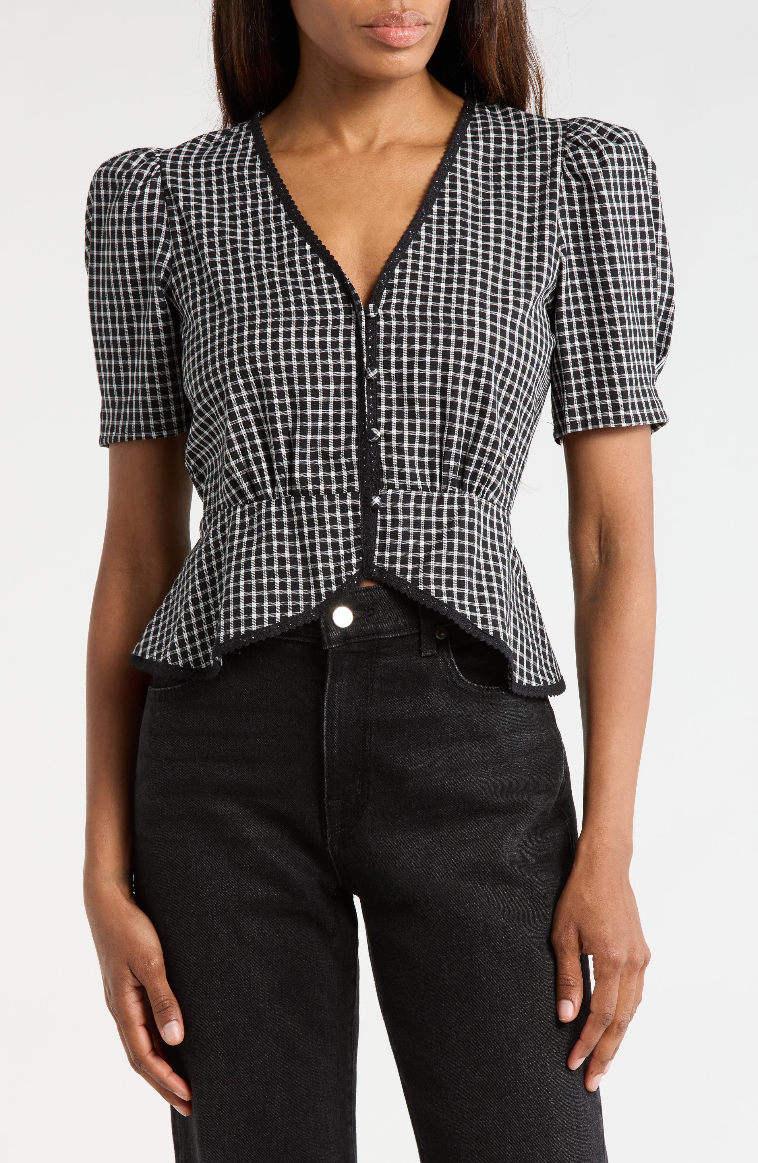 Stretch Cotton Peplum Top - image 1