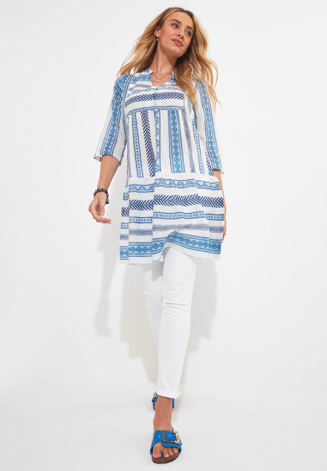 Ruffle Hem Cotton Tunic - image 1