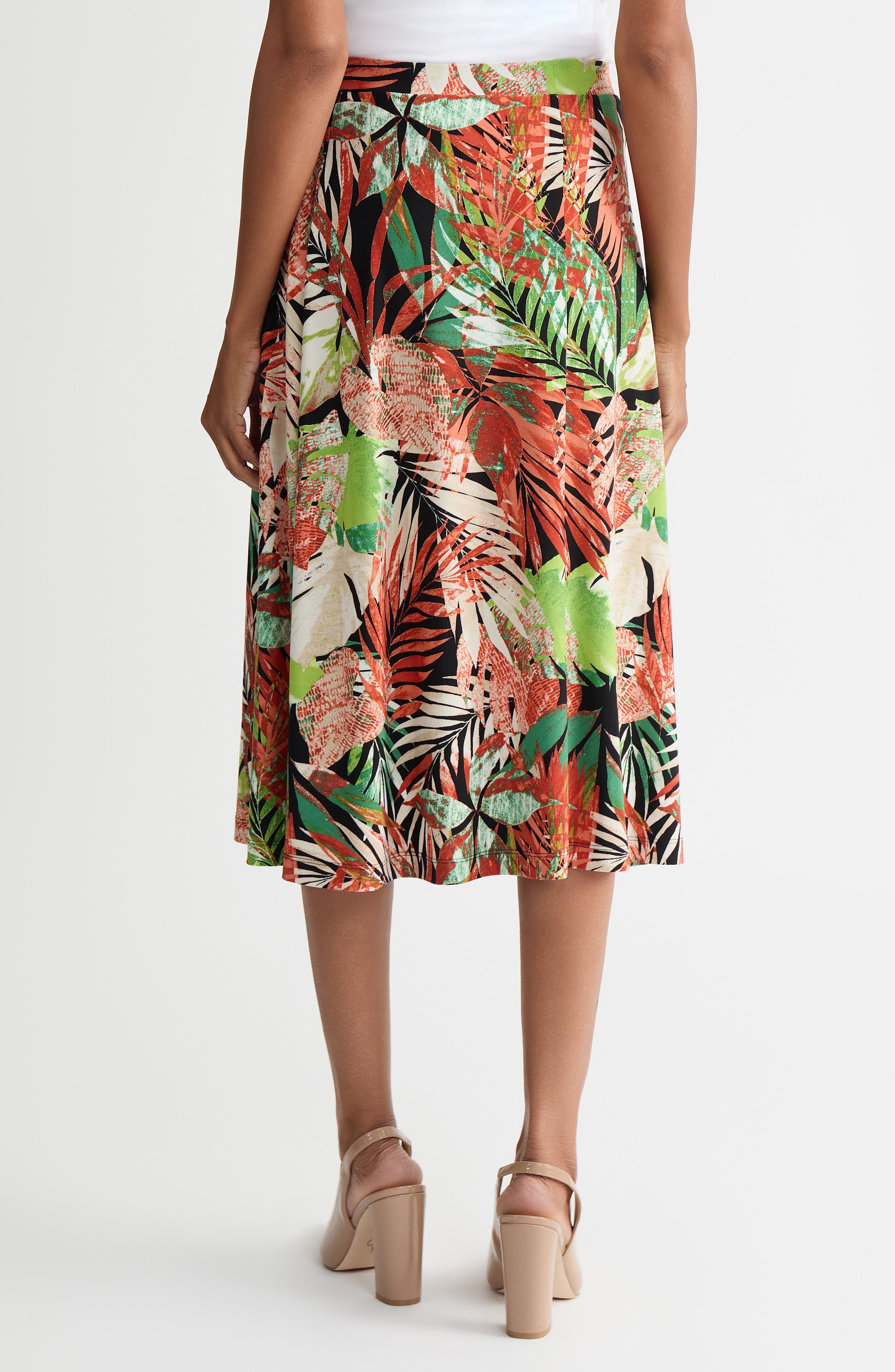 Tropical Print Pull-On Midi Skirt - image 2
