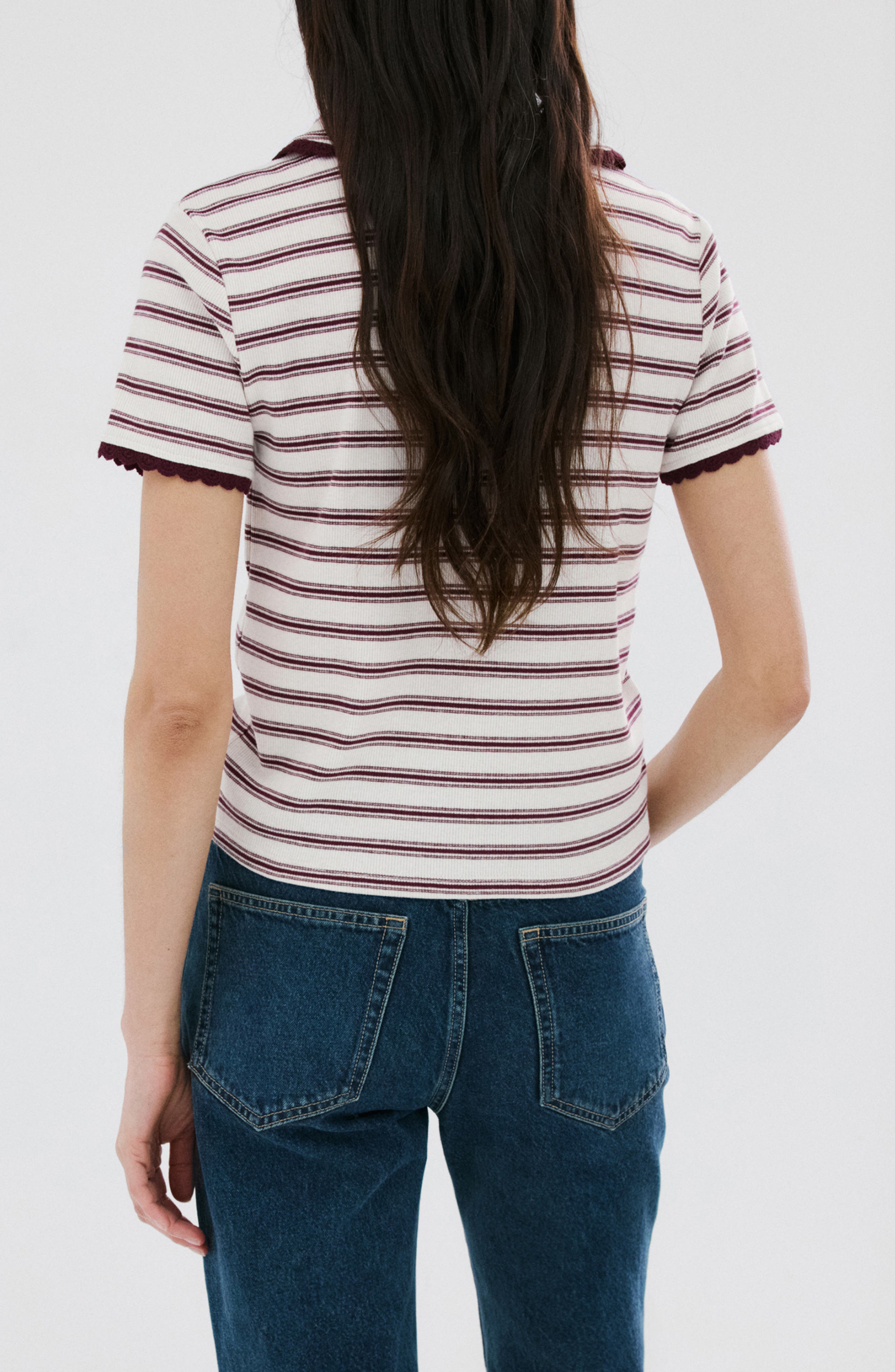 Stripe Scallop Collar Polo - image 4