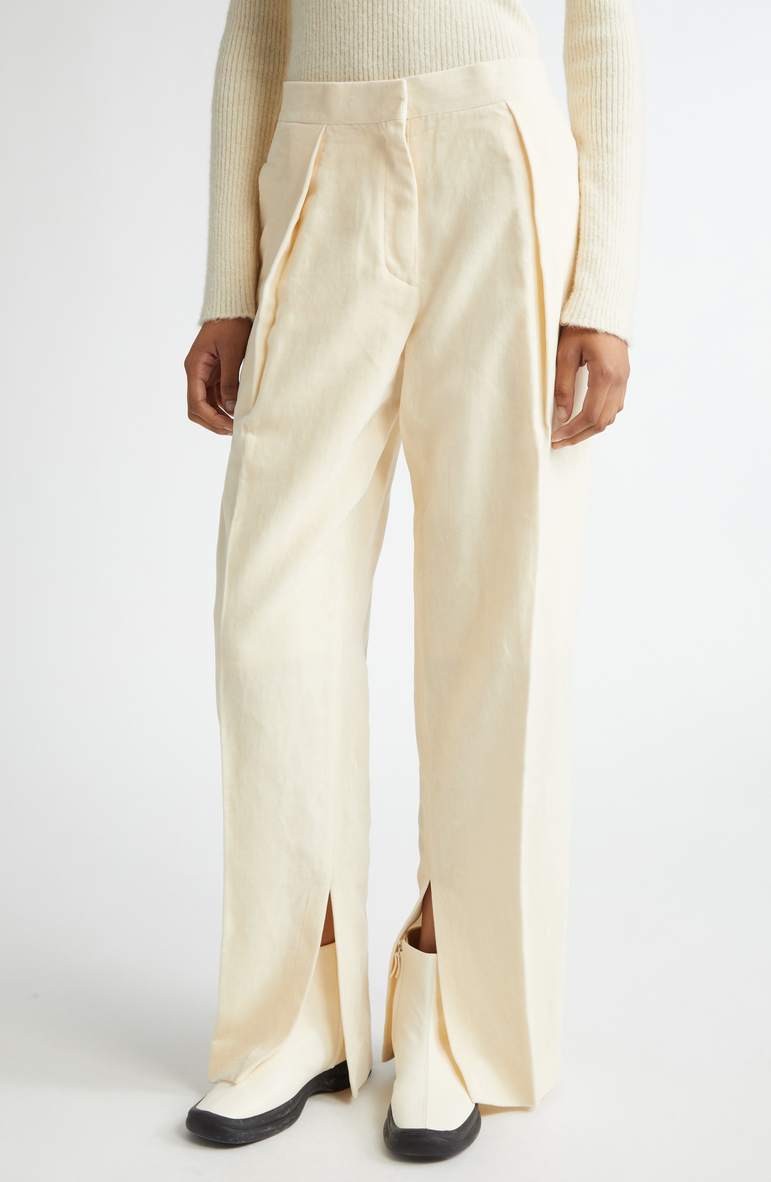 Pleated Velveteen Trousers - image 1
