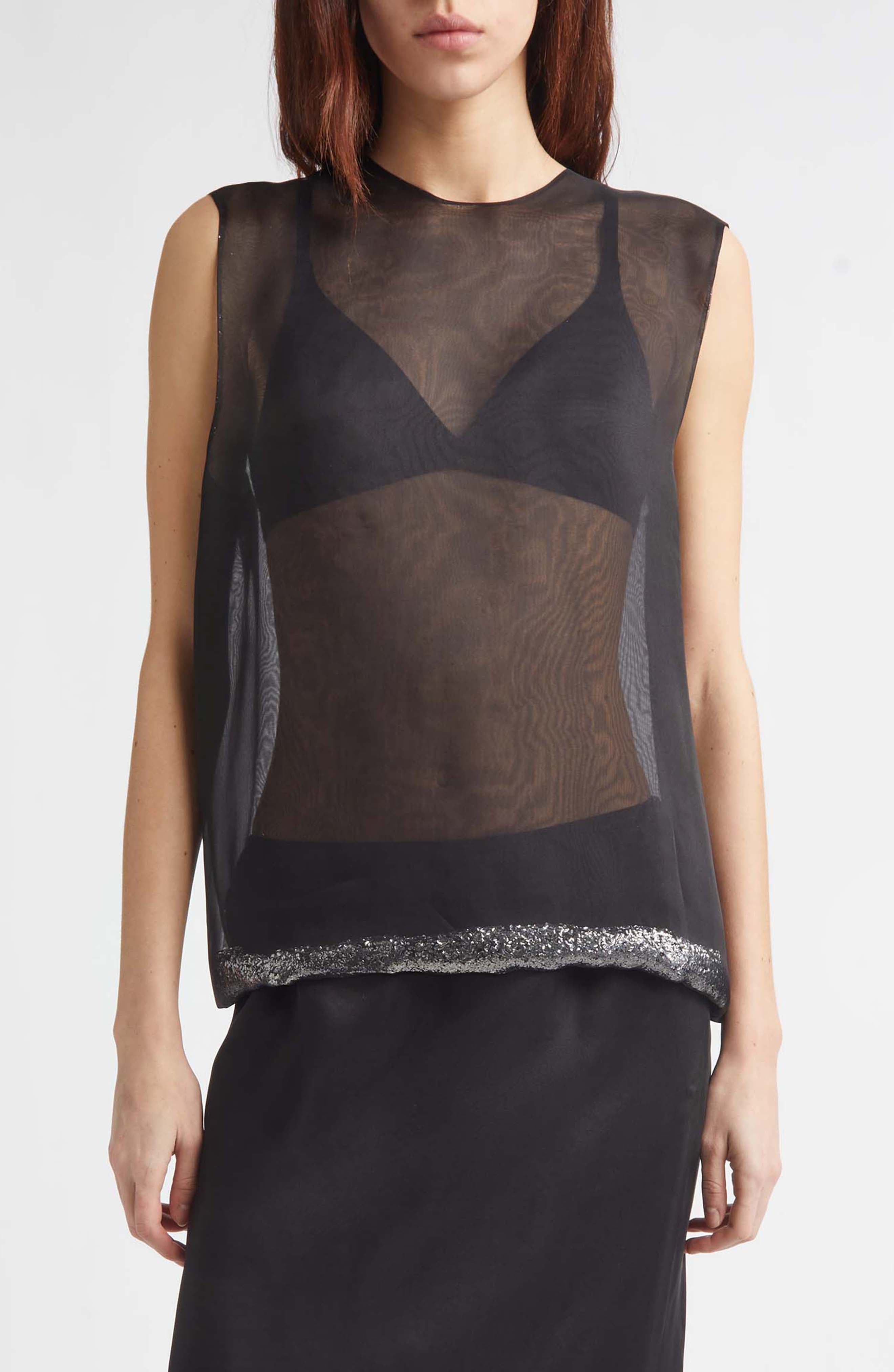 Glitter Edge Silk Organza Top - image 1