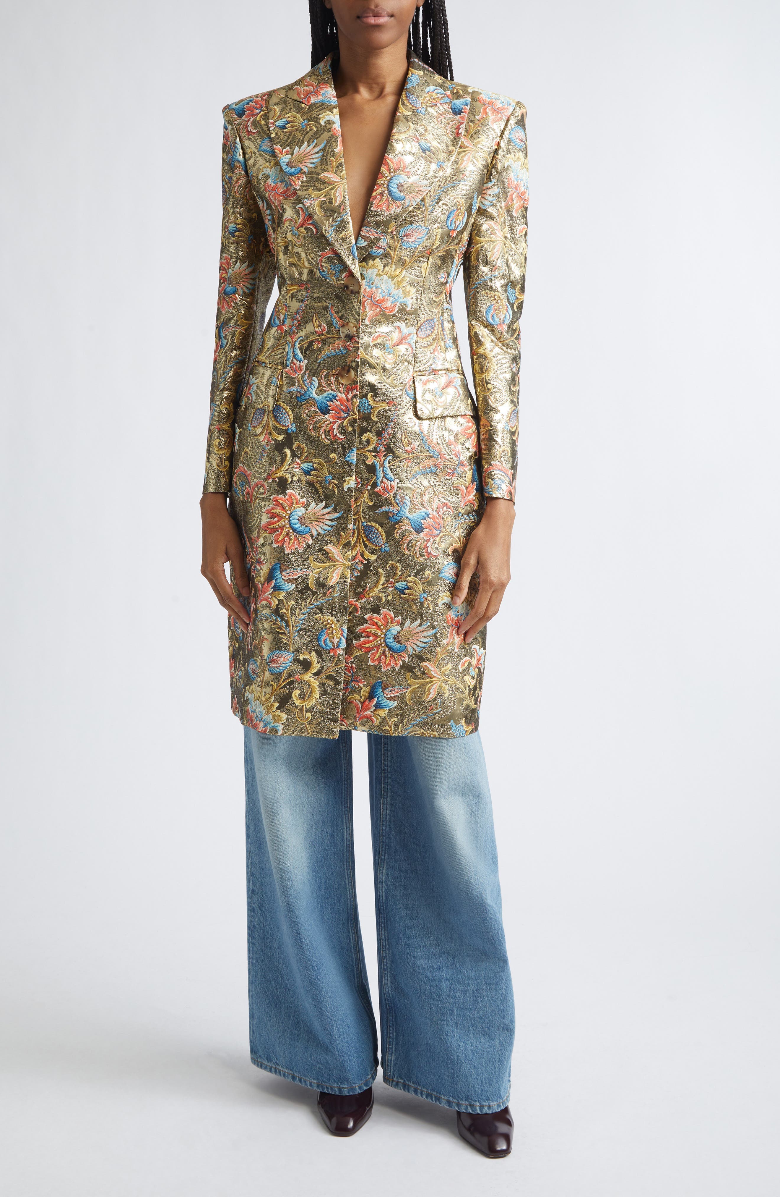 Paisley Metallic Tailored Coat - image 1