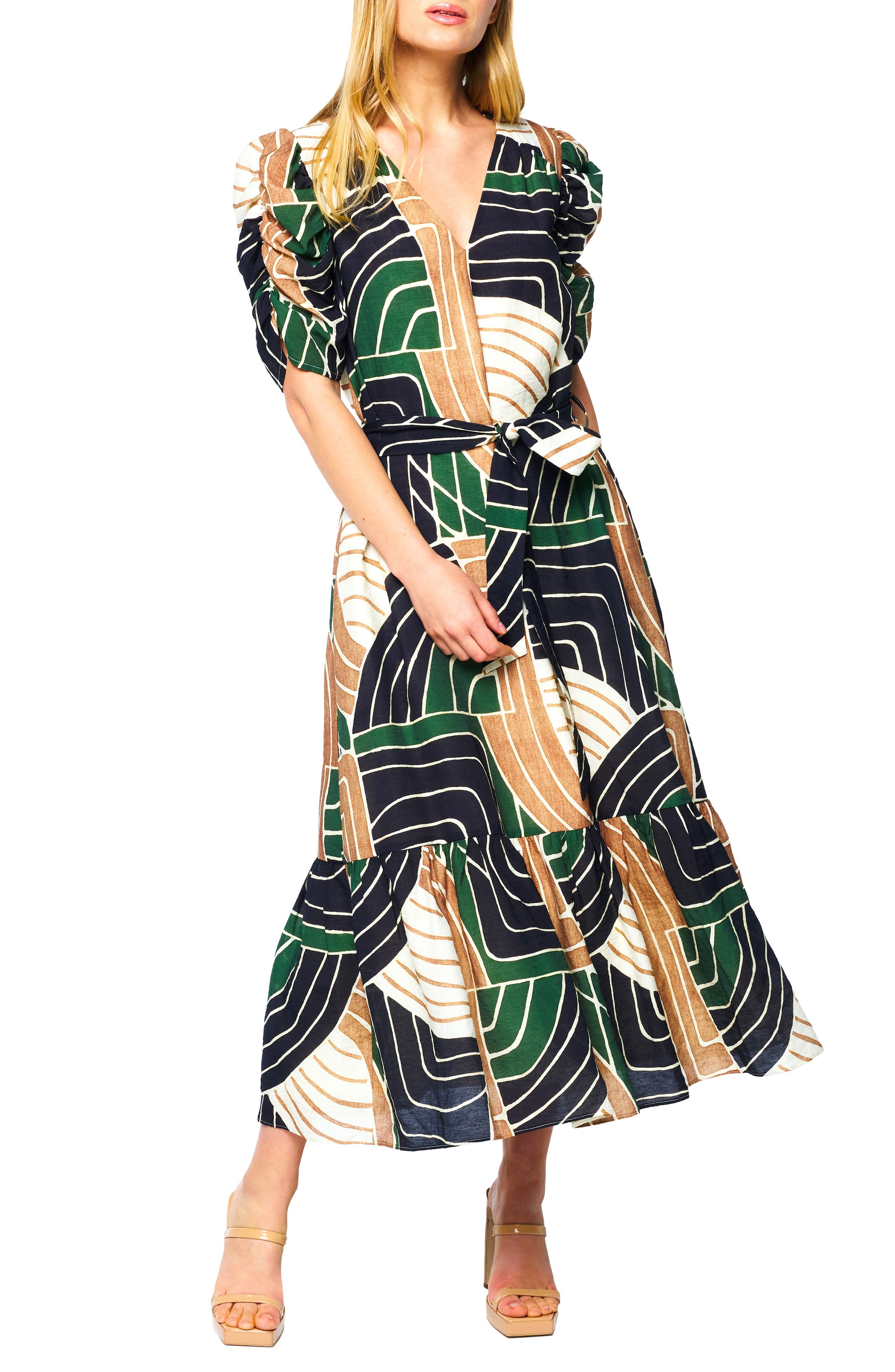 Merl Tie Waist Midi Dress - image 1