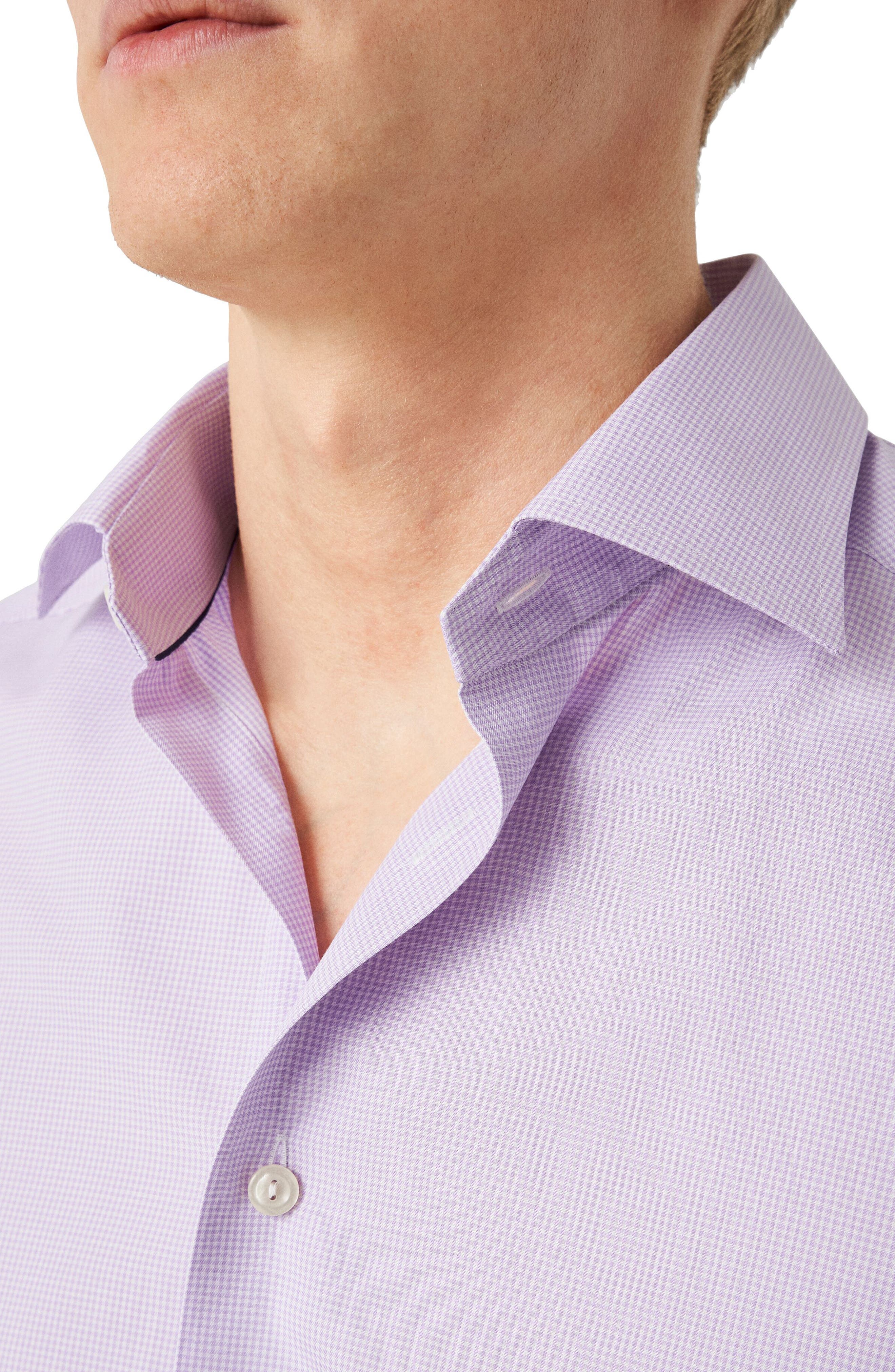 Slim Fit Microcheck Cotton Dress Shirt - image 2