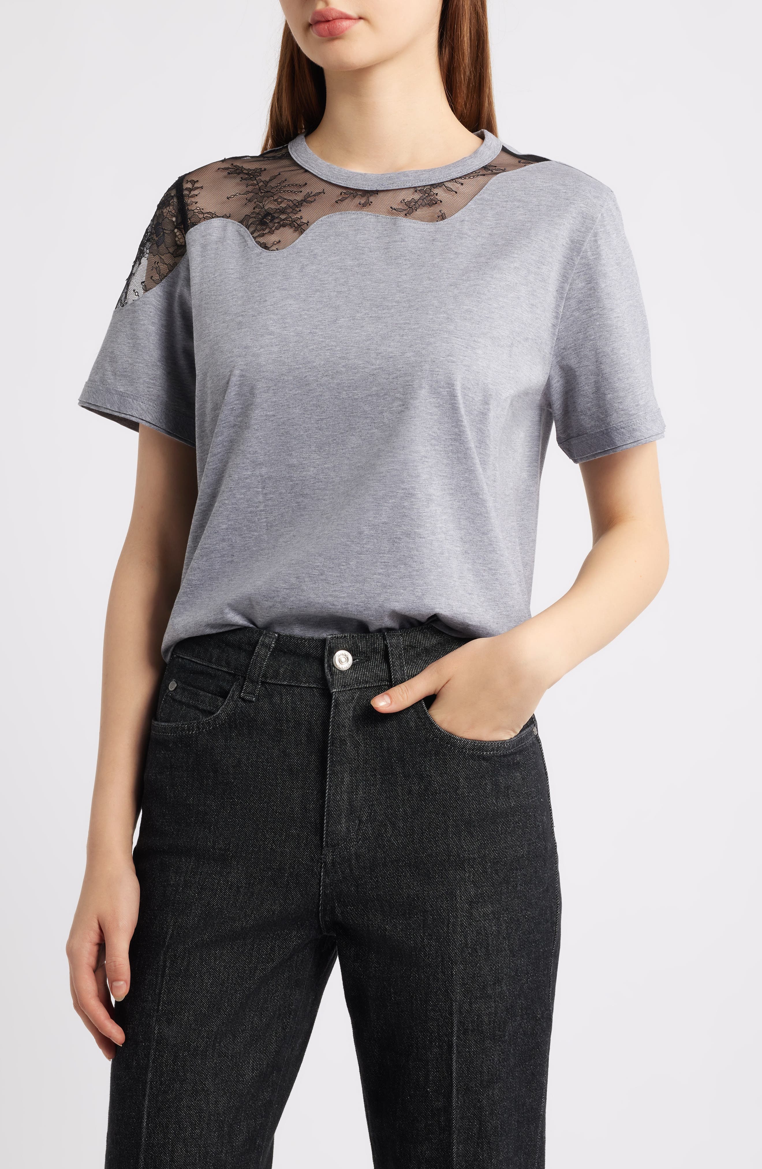 Eptima Lace Inset Cotton T-Shirt - image 1