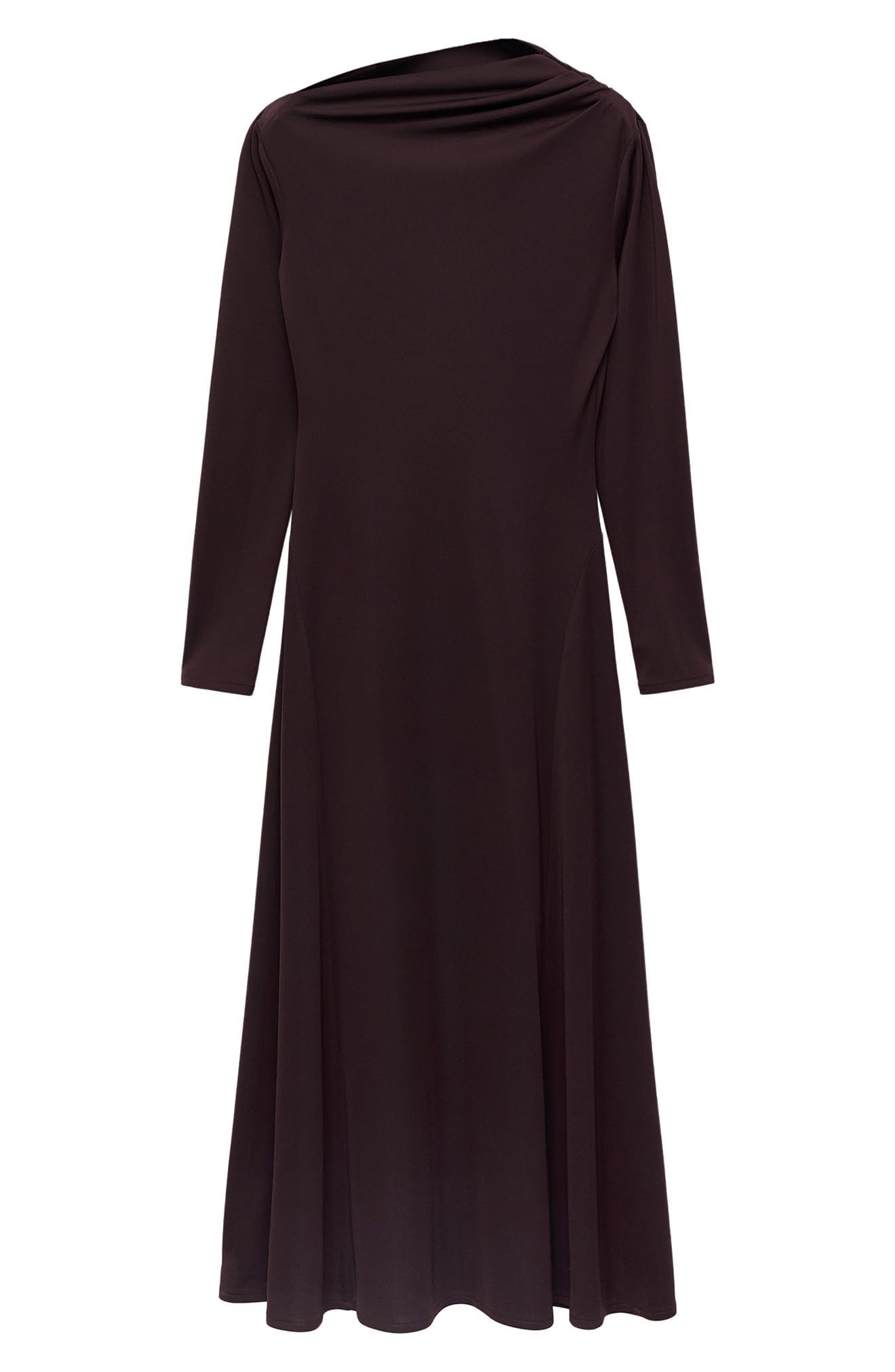 Asymmetric Neck Long Sleeve Midi Dress - image 1
