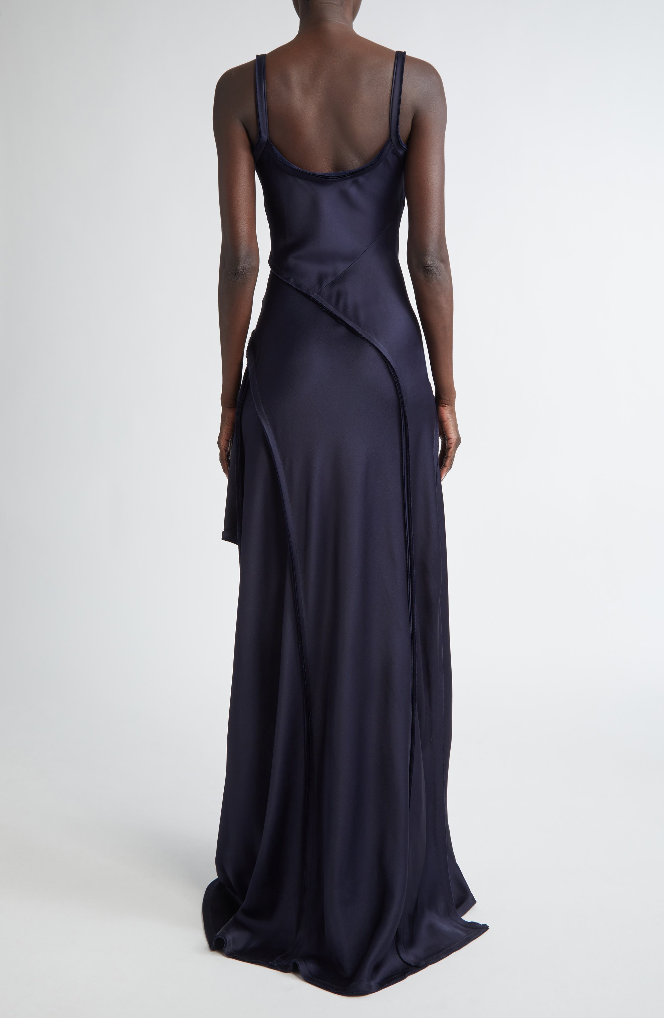 Bias Cut Crepe Back Satin Gown - image 2