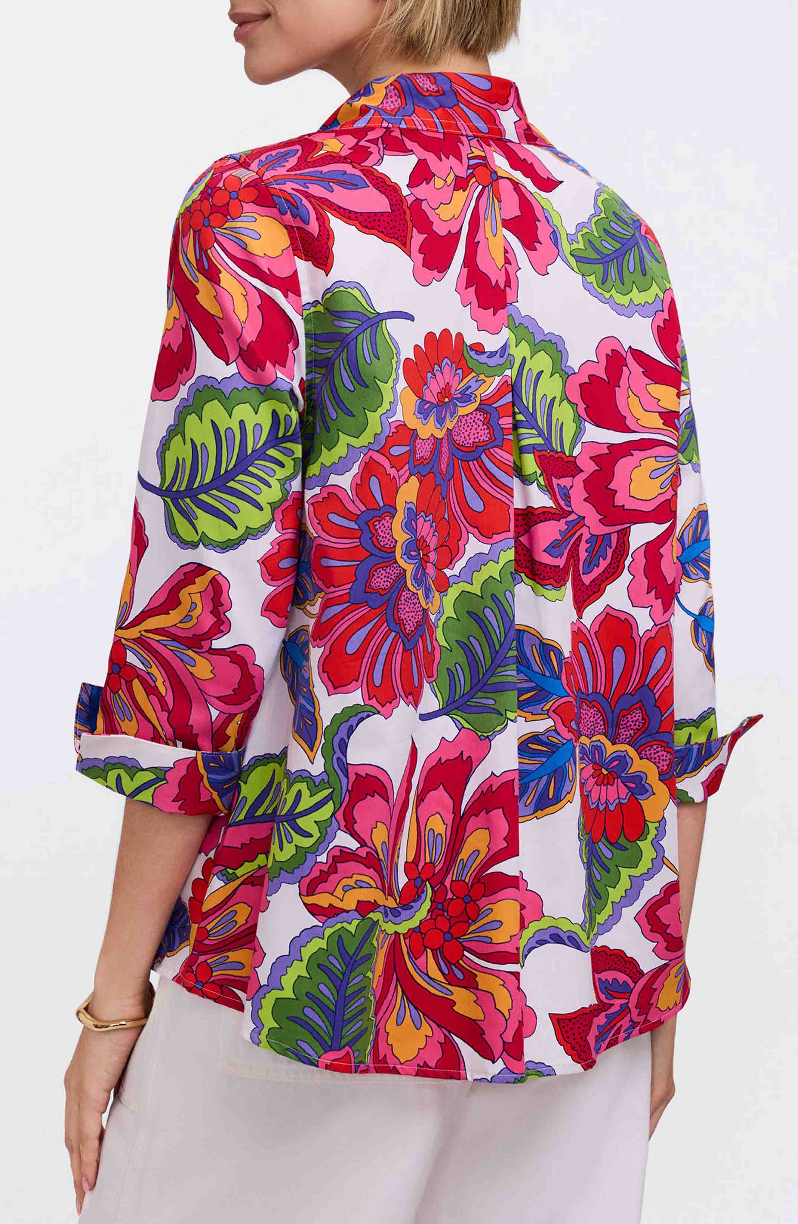 Agnes Paradise Blooms Three-Quarter Sleeve Cotton Popover Top - image 2
