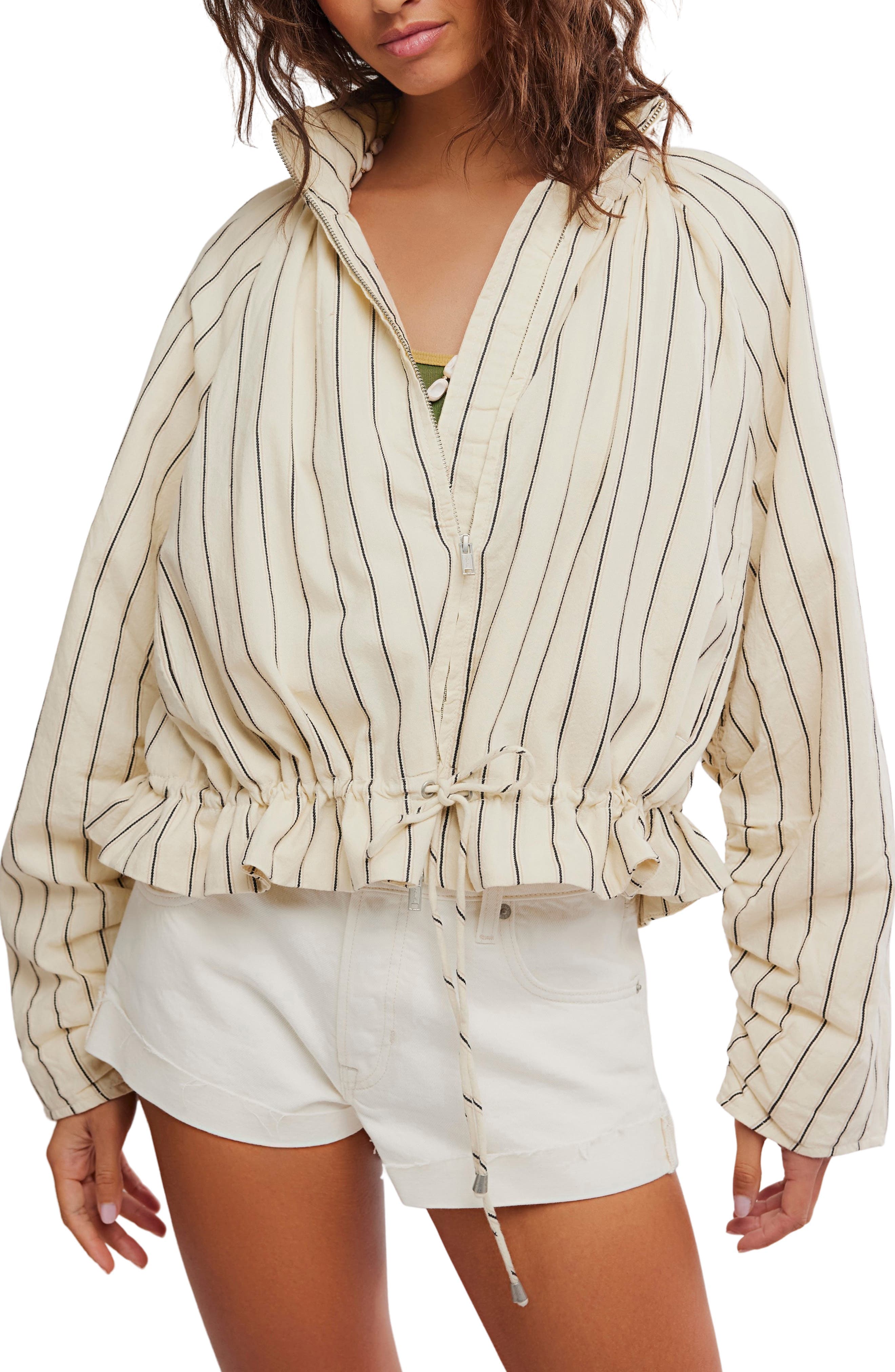 Devon Stripe Ruffle Hem Jacket - image 1