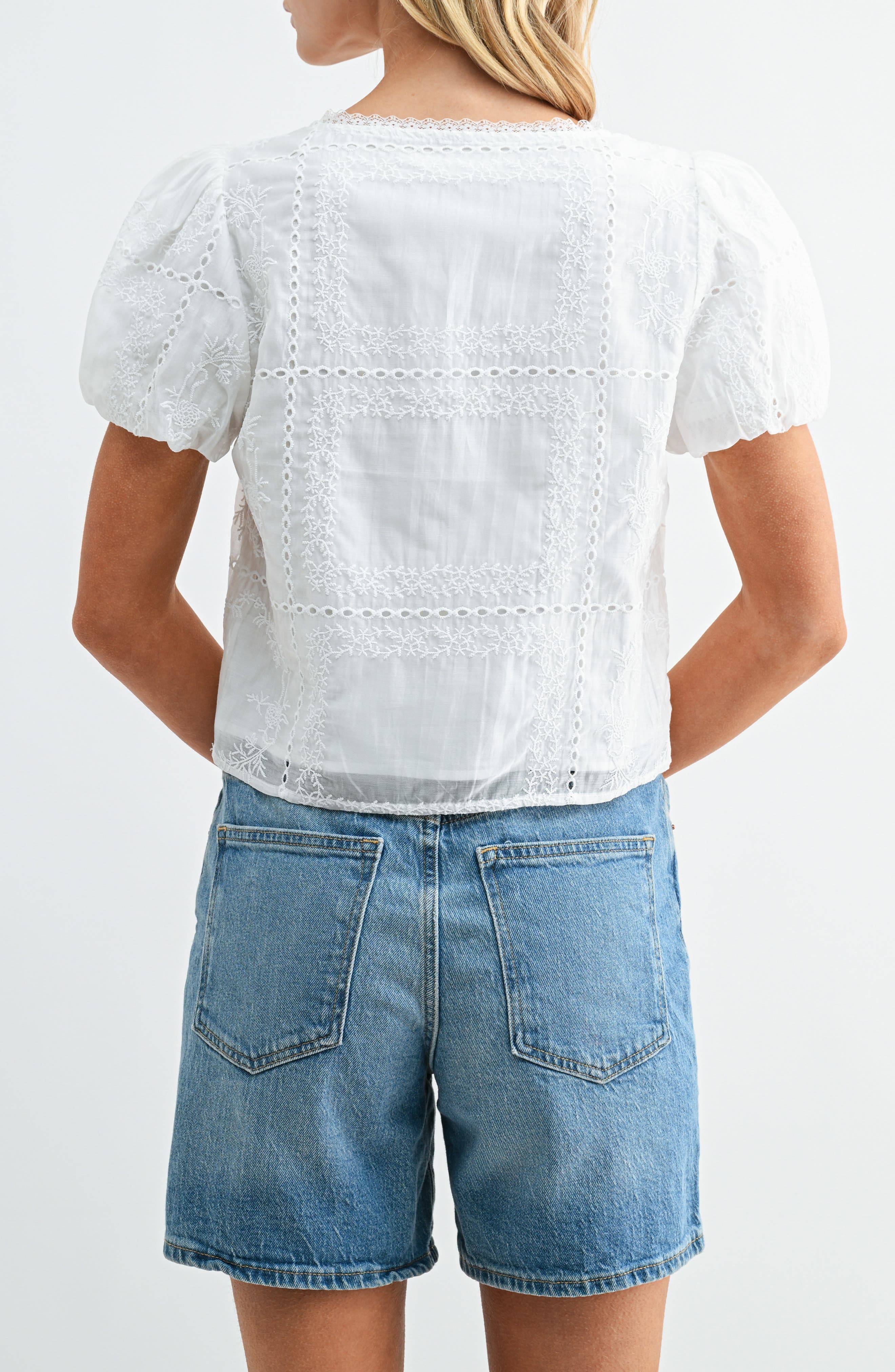 Puff Sleeve Button Front Top - image 2