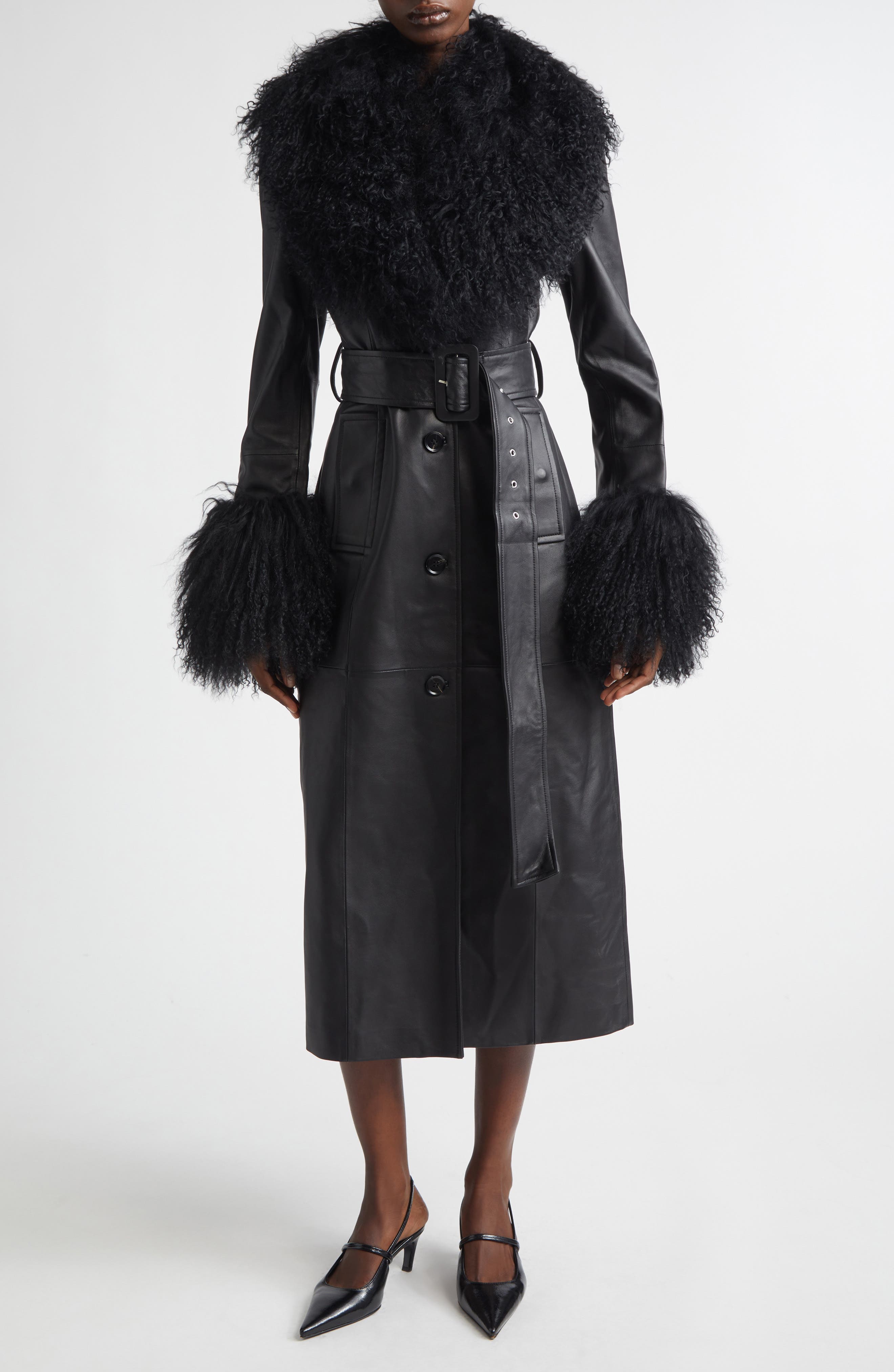 Monica Lambskin & Genuine Shearling Coat - image 1