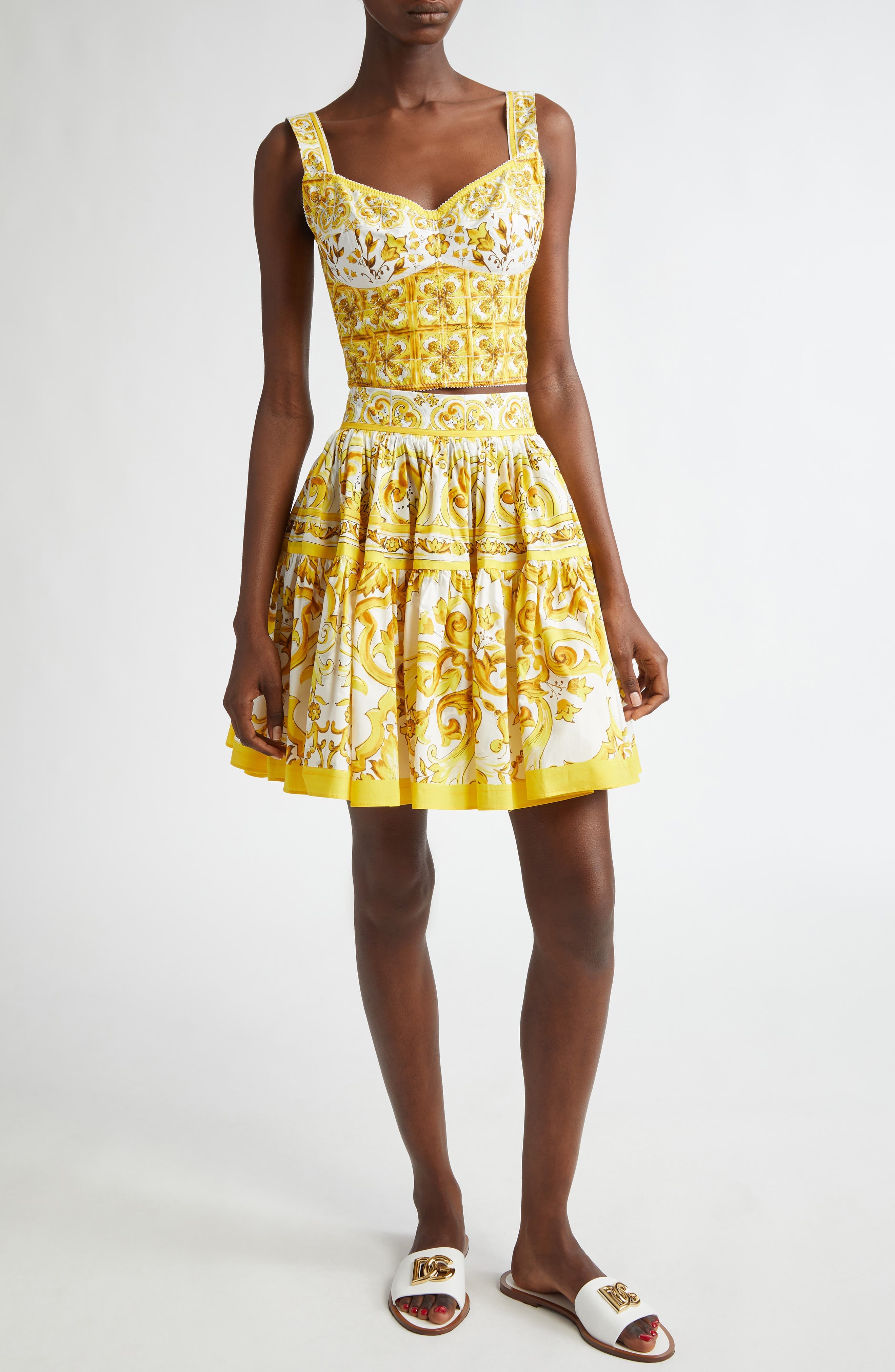Tile Print Cotton Skater Skirt - image 2