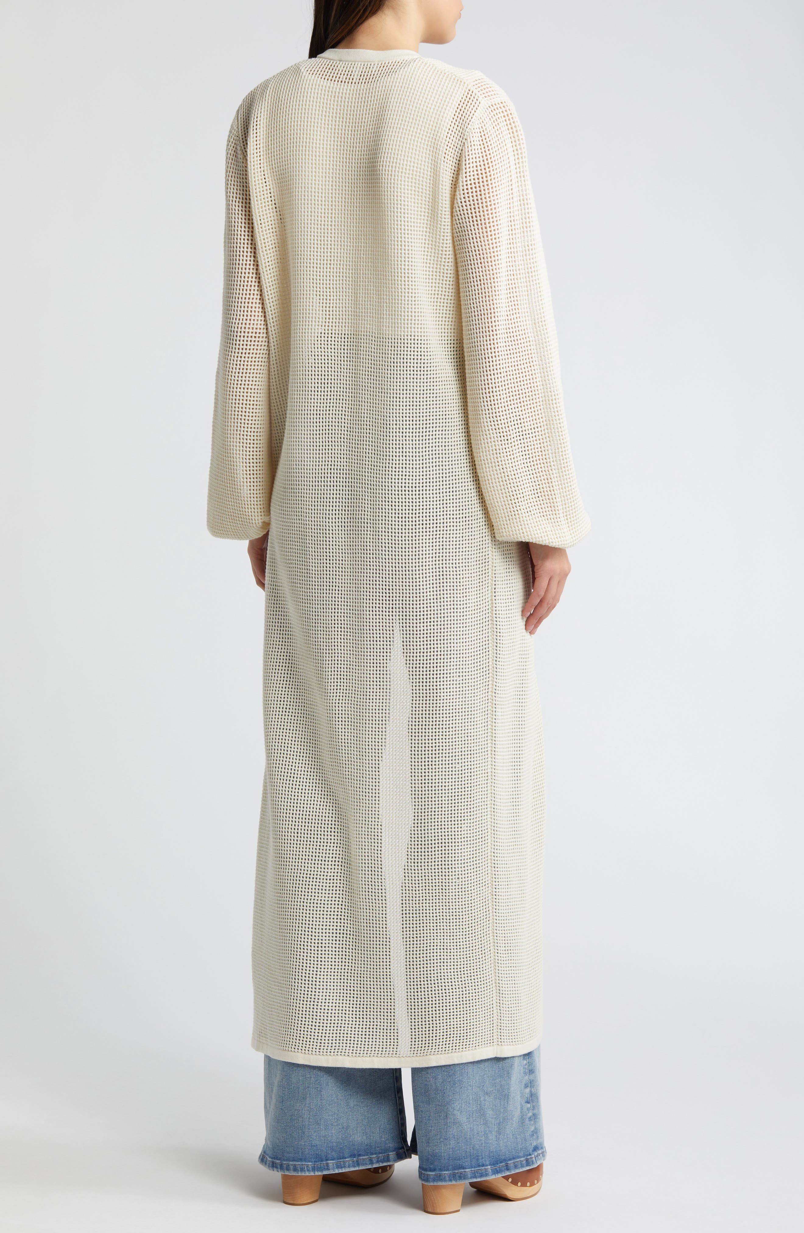 Open Knit Long Sleeve Maxi Sweater Dress - image 2