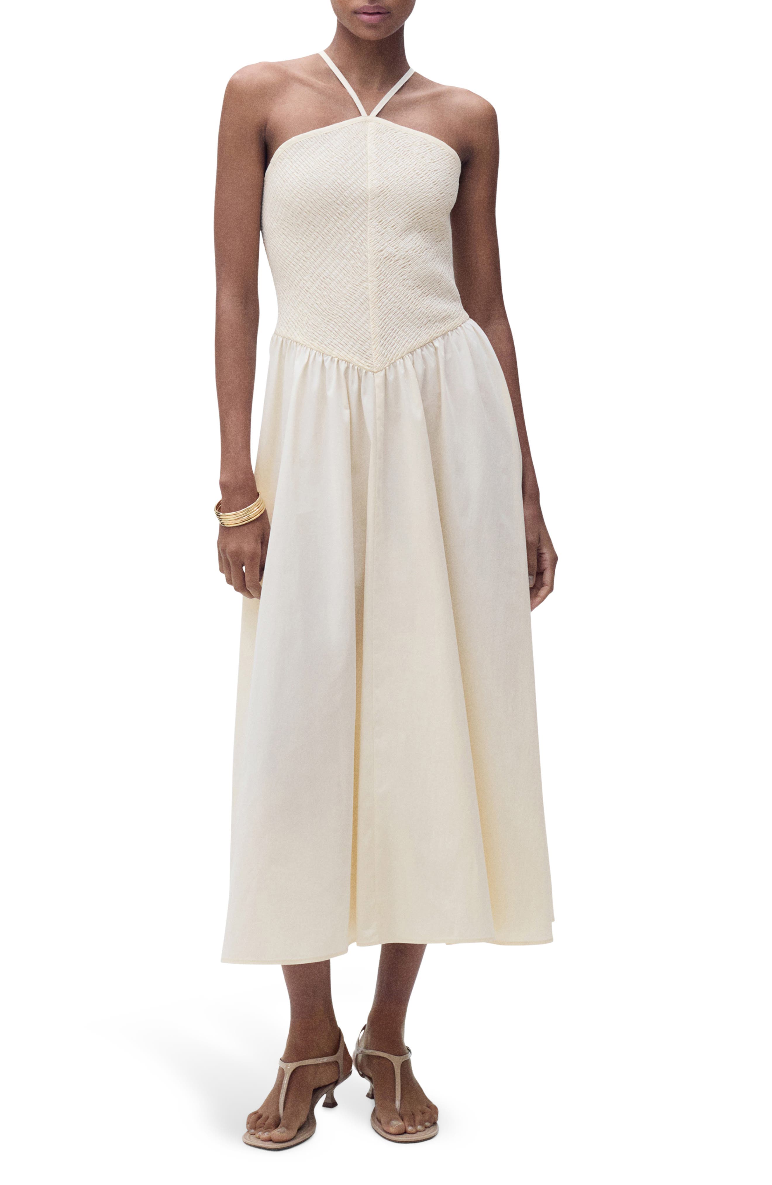 Smocked Sleeveless Midi Dress - image 1