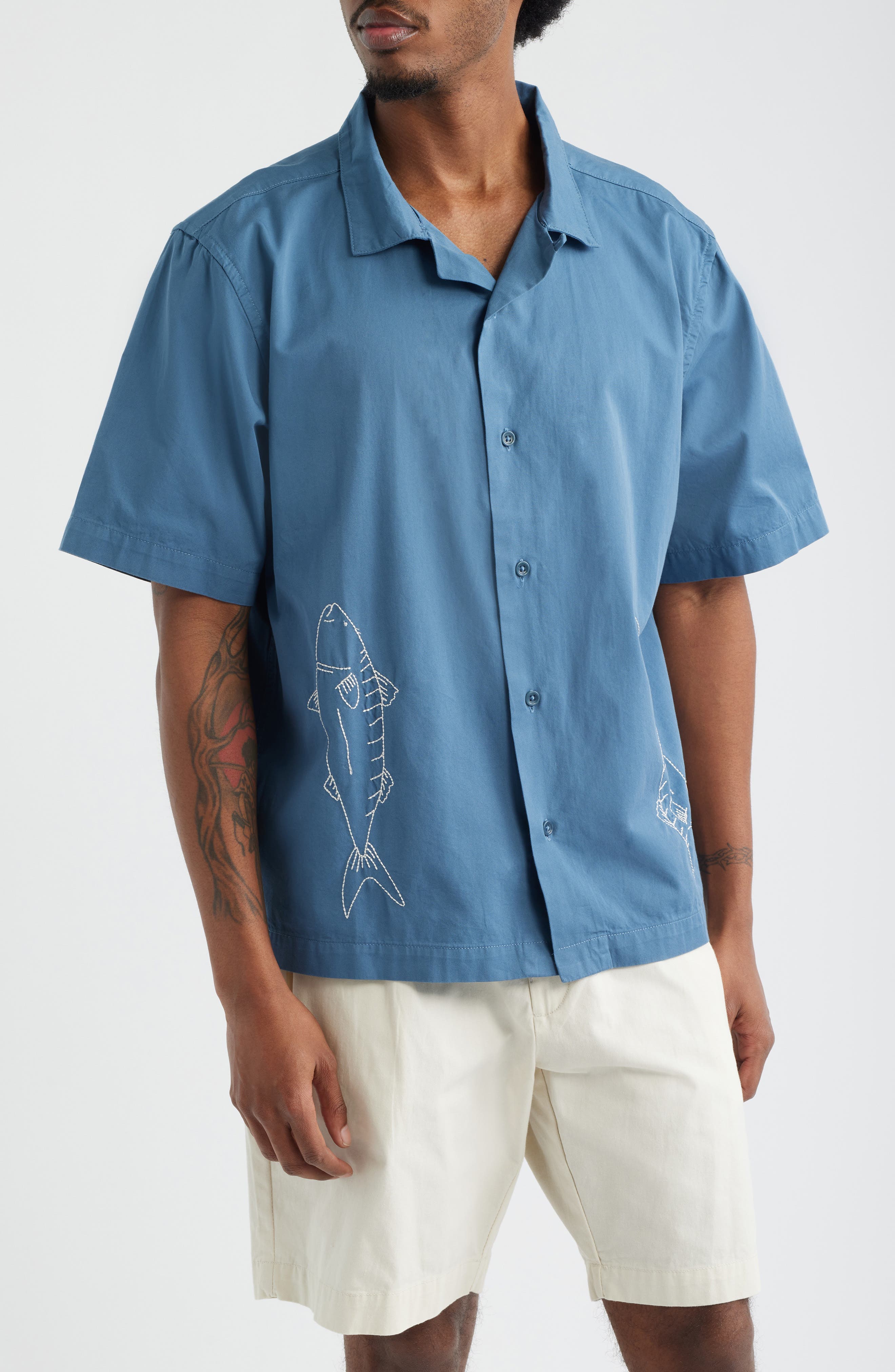 Mackerel Cotton Twill Camp Shirt - image 1