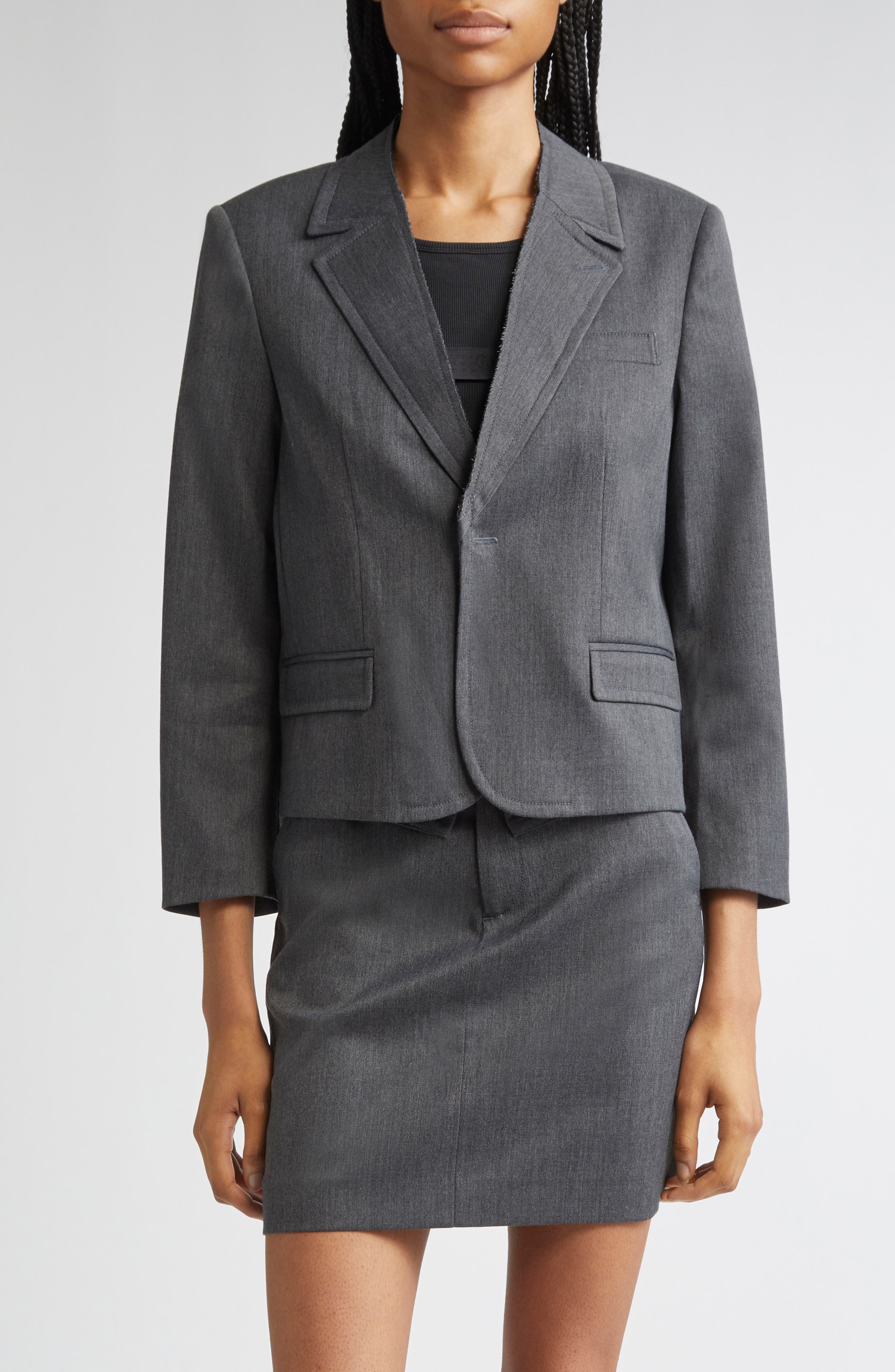 Raw Edge Single Breasted Stretch Gabardine Blazer - image 1
