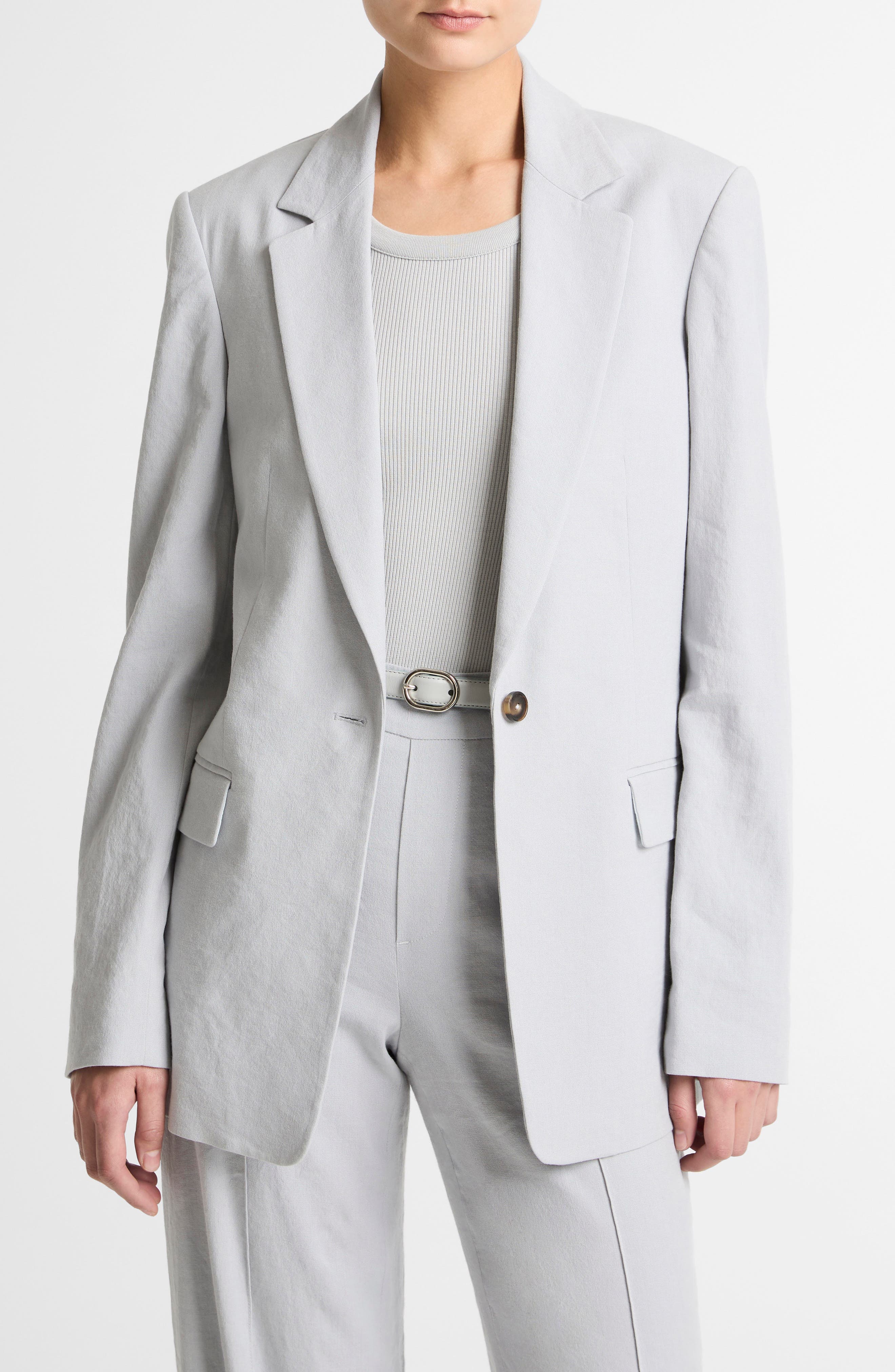 One-Button Linen Blend Blazer - image 1