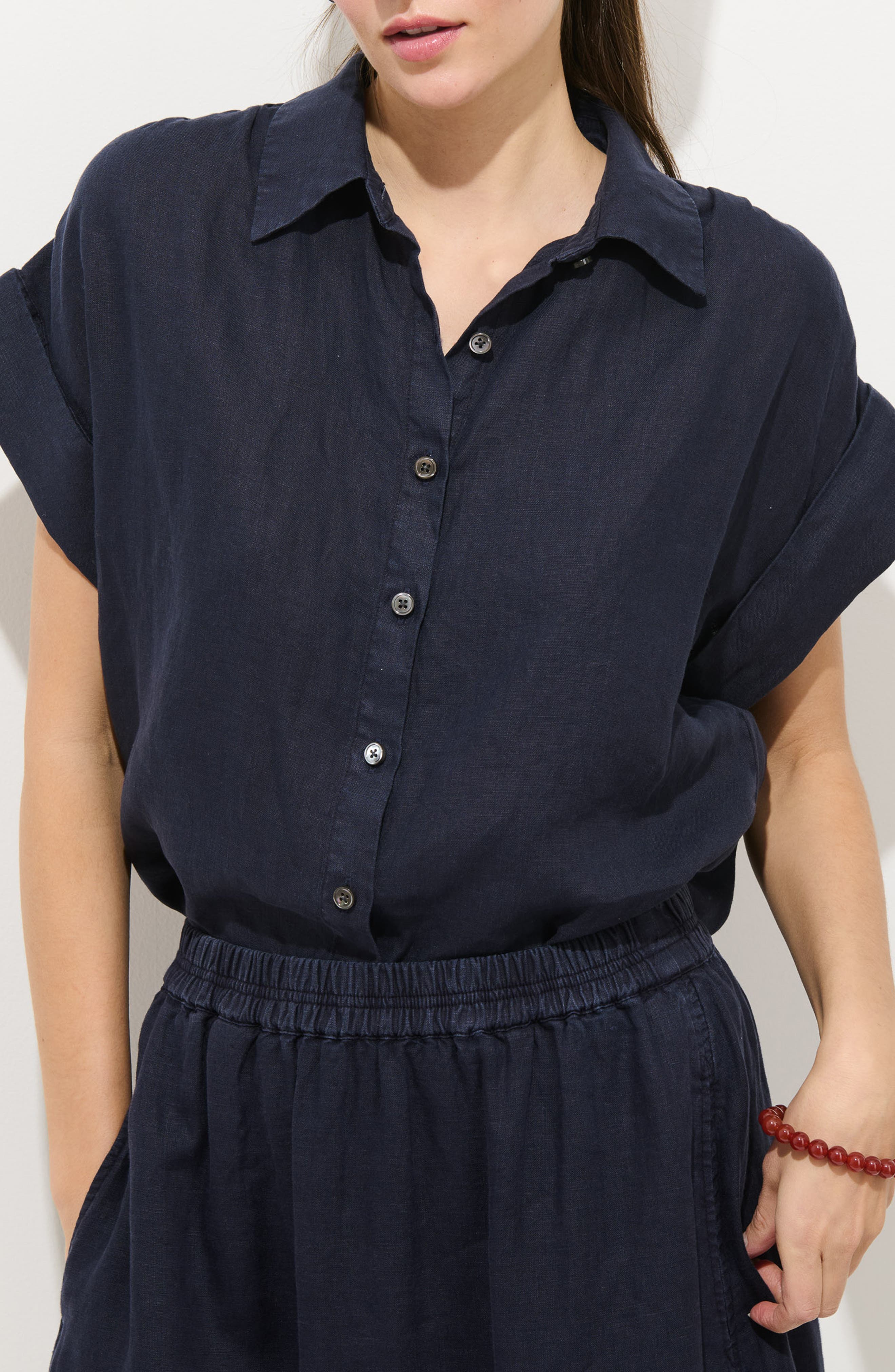 Maddie Linen Short Sleeve Button-Up Shirt - image 3