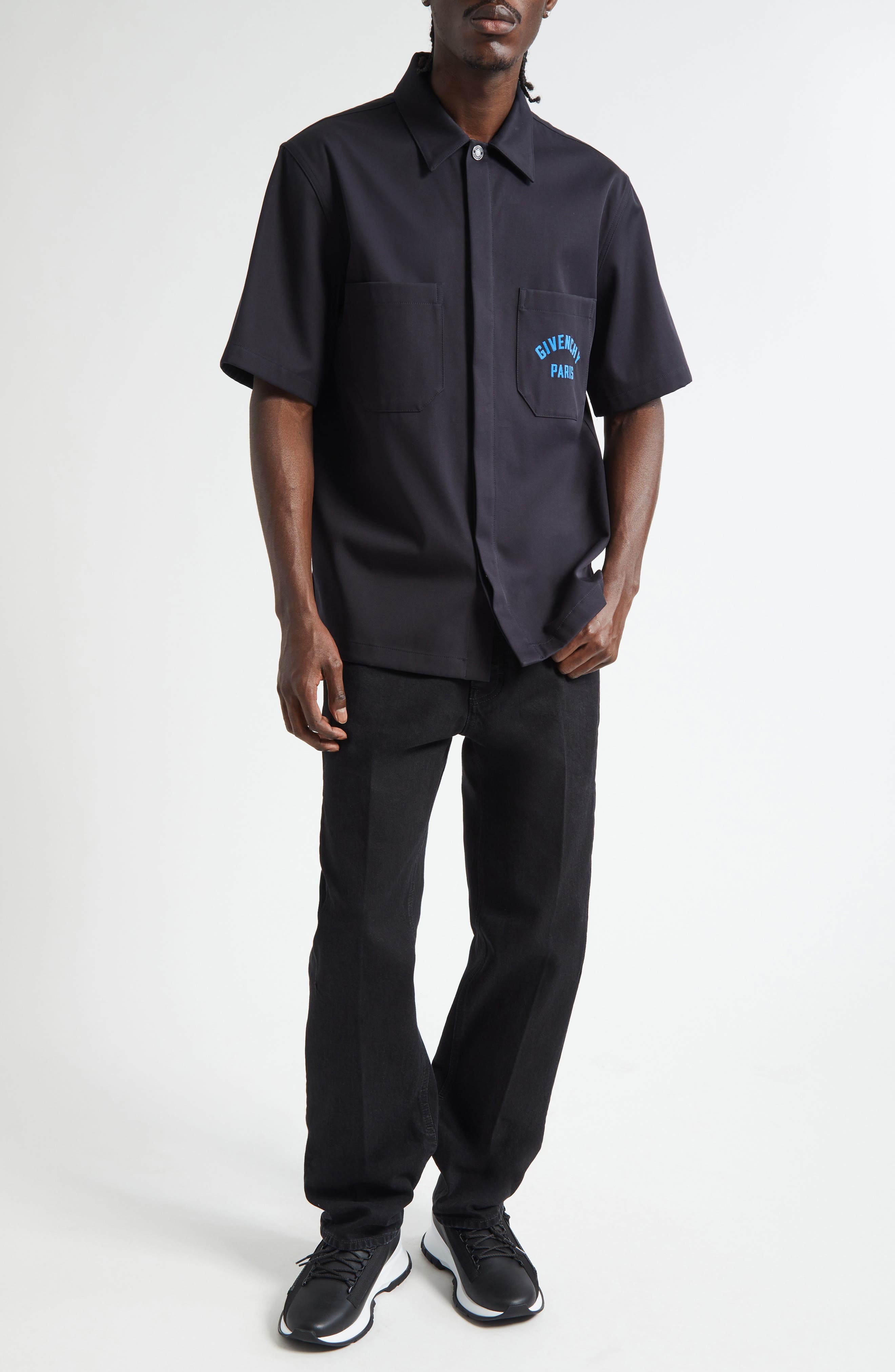 Logo Embroidered Short Sleeve Button-Up Shirt - image 2