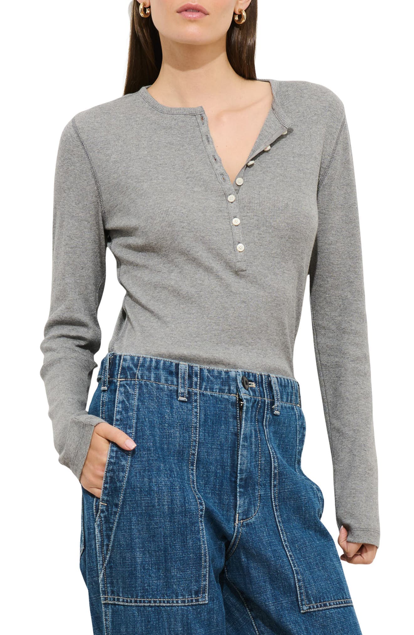 Laine Cotton Blend Rib Henley - image 1