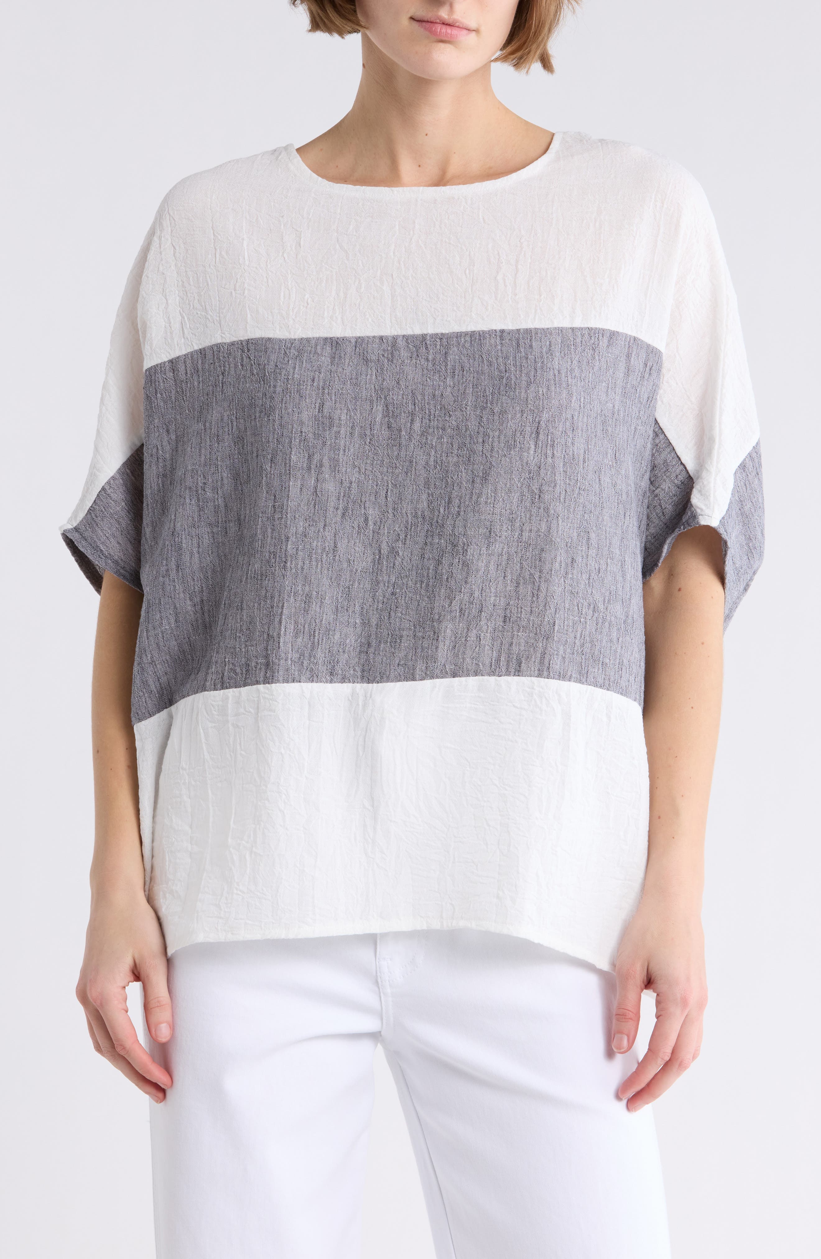 Colorblock Short Sleeve Cotton Top - image 1