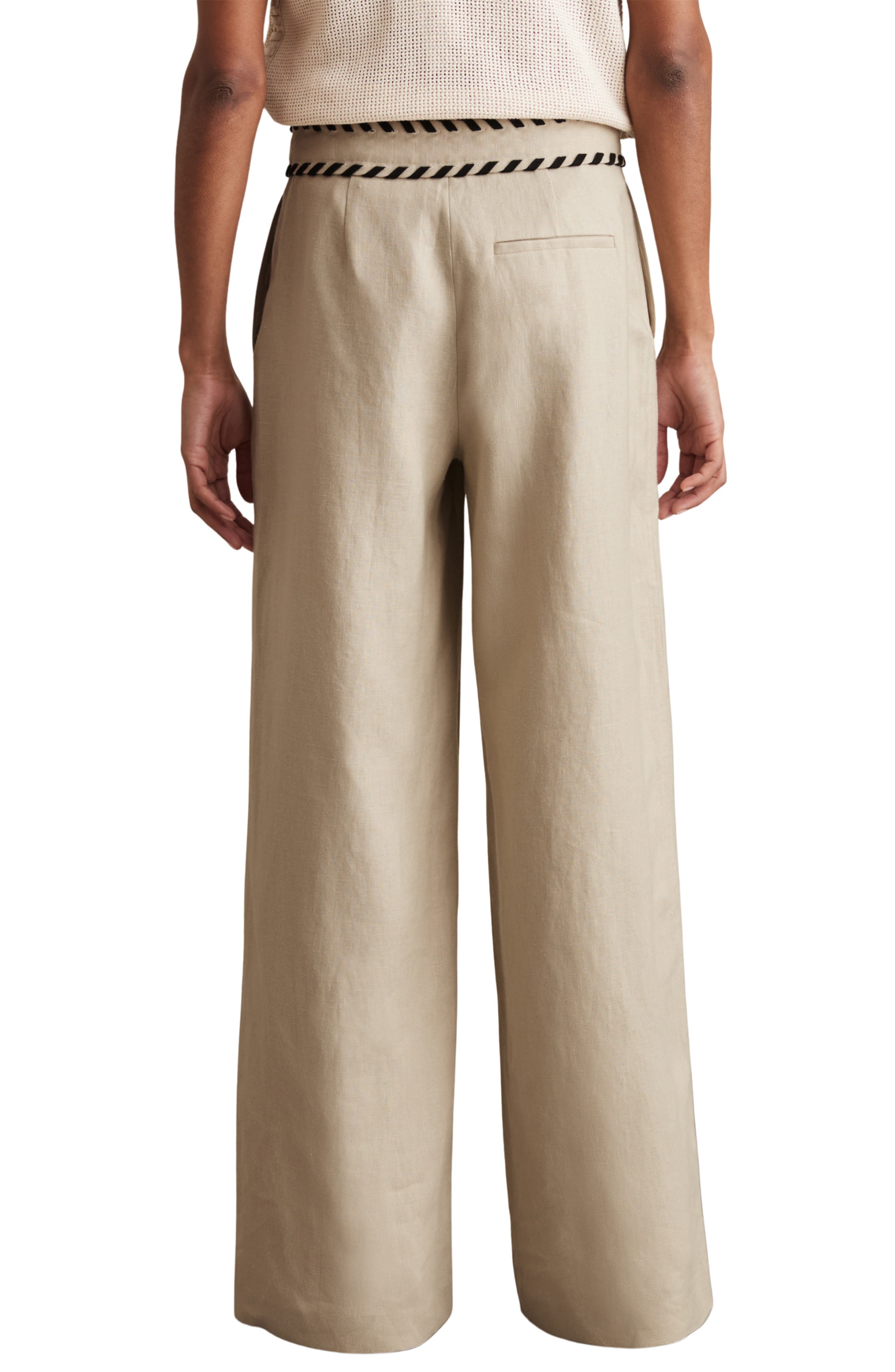 Fawn Whipstitch Wide Leg Linen Pants - image 2