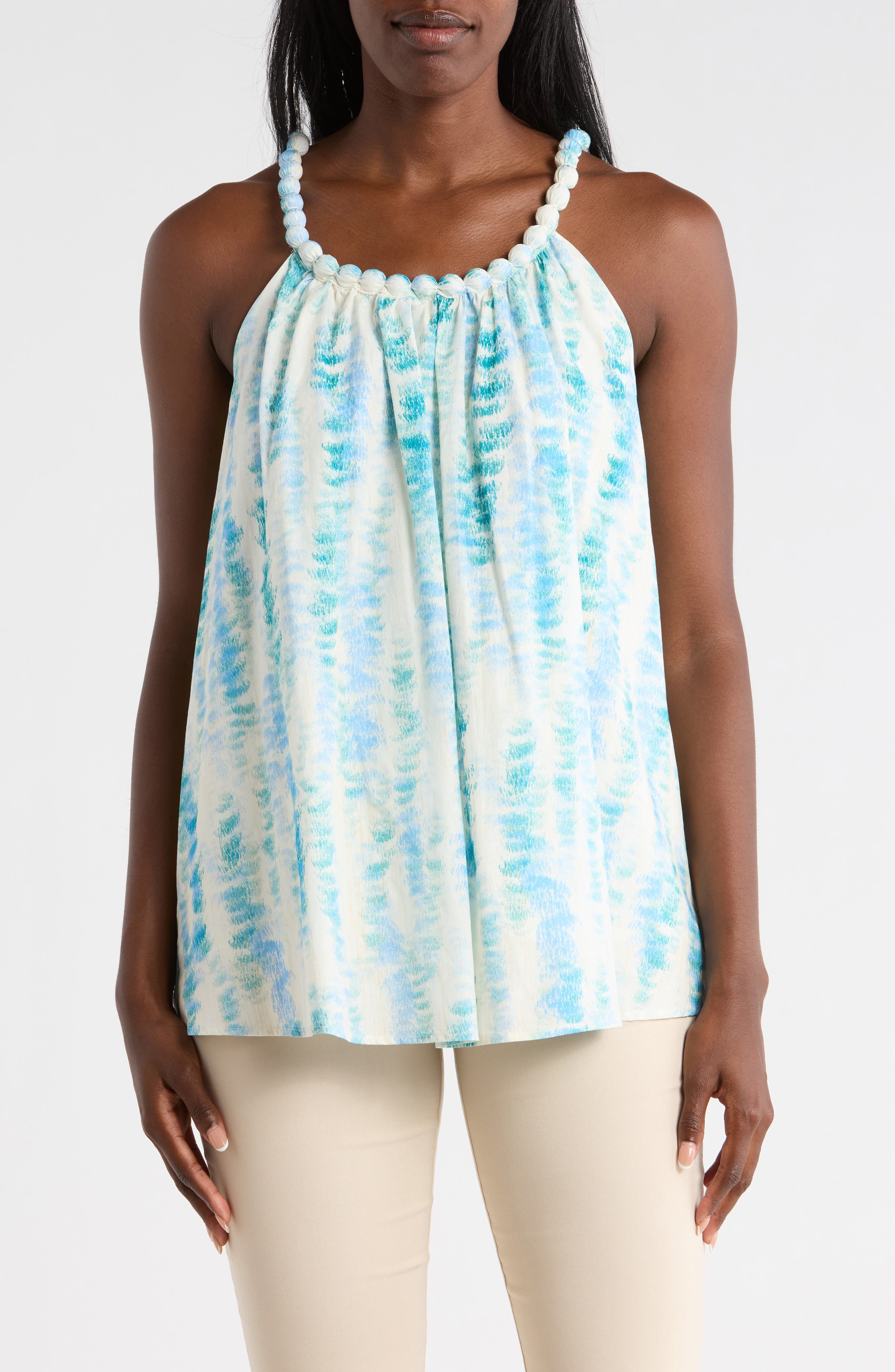Beaded Neckline Cotton Tank - image 1