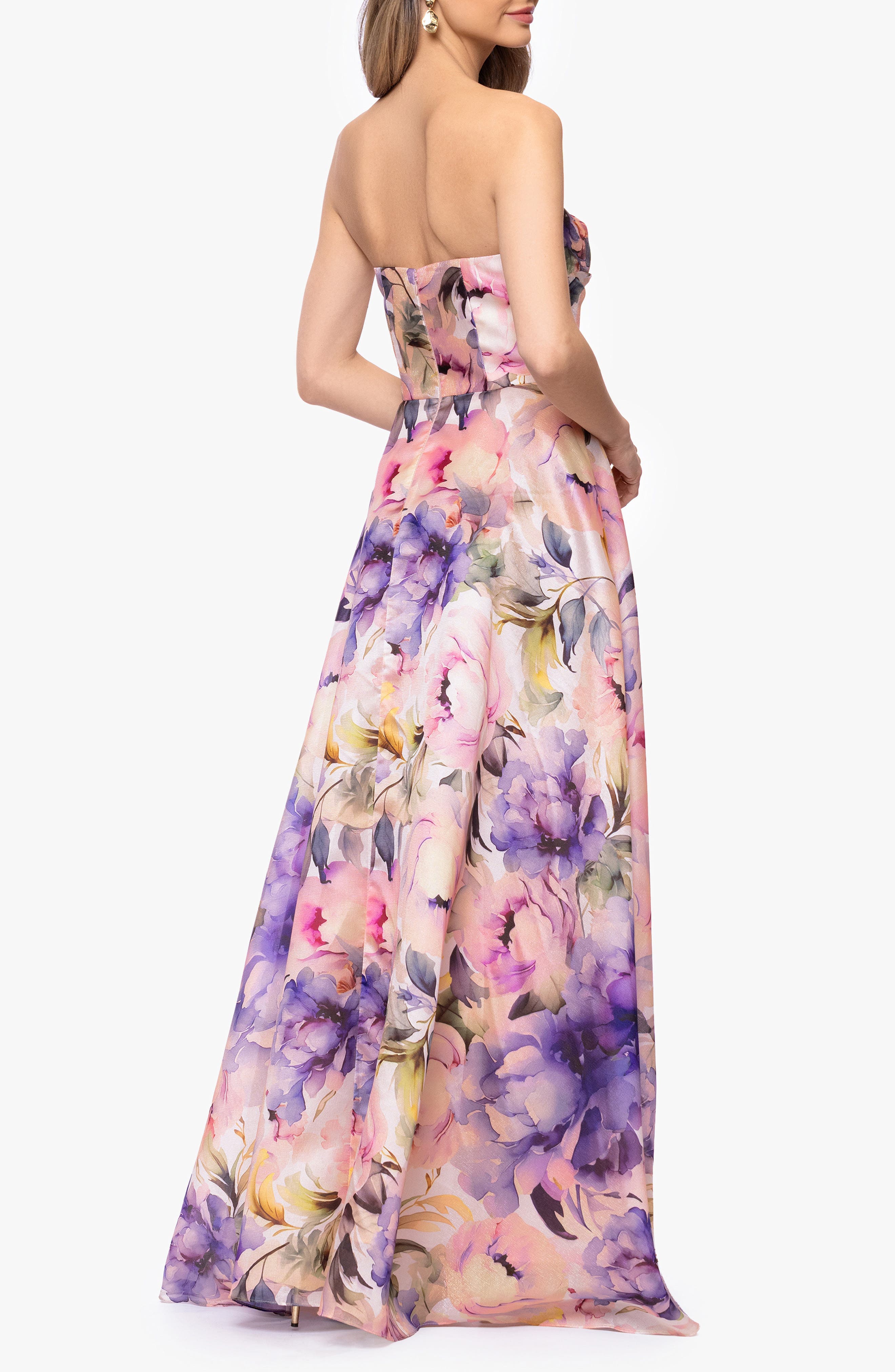 Floral Strapless Organza Gown - image 2