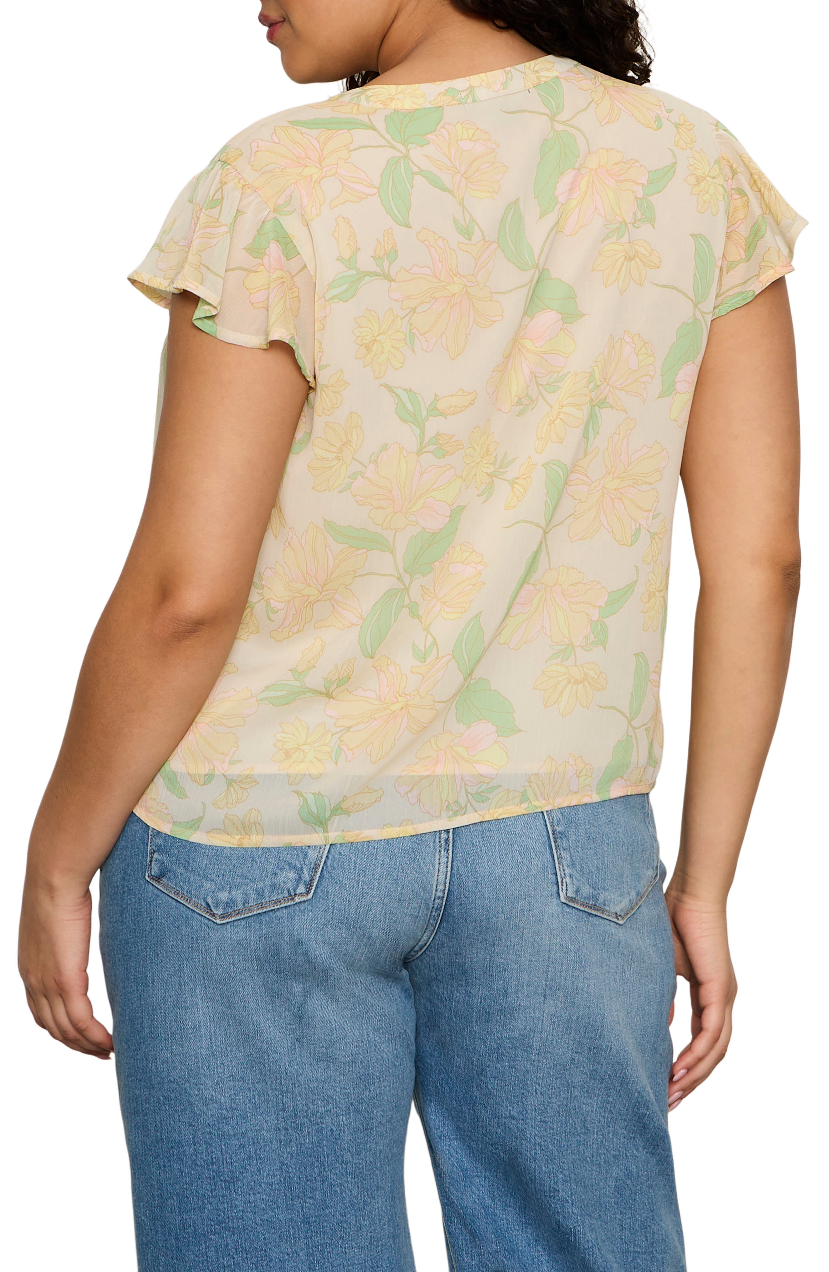 Free Spirited Floral Flutter Sleeve Button-Up Shirt - image 2