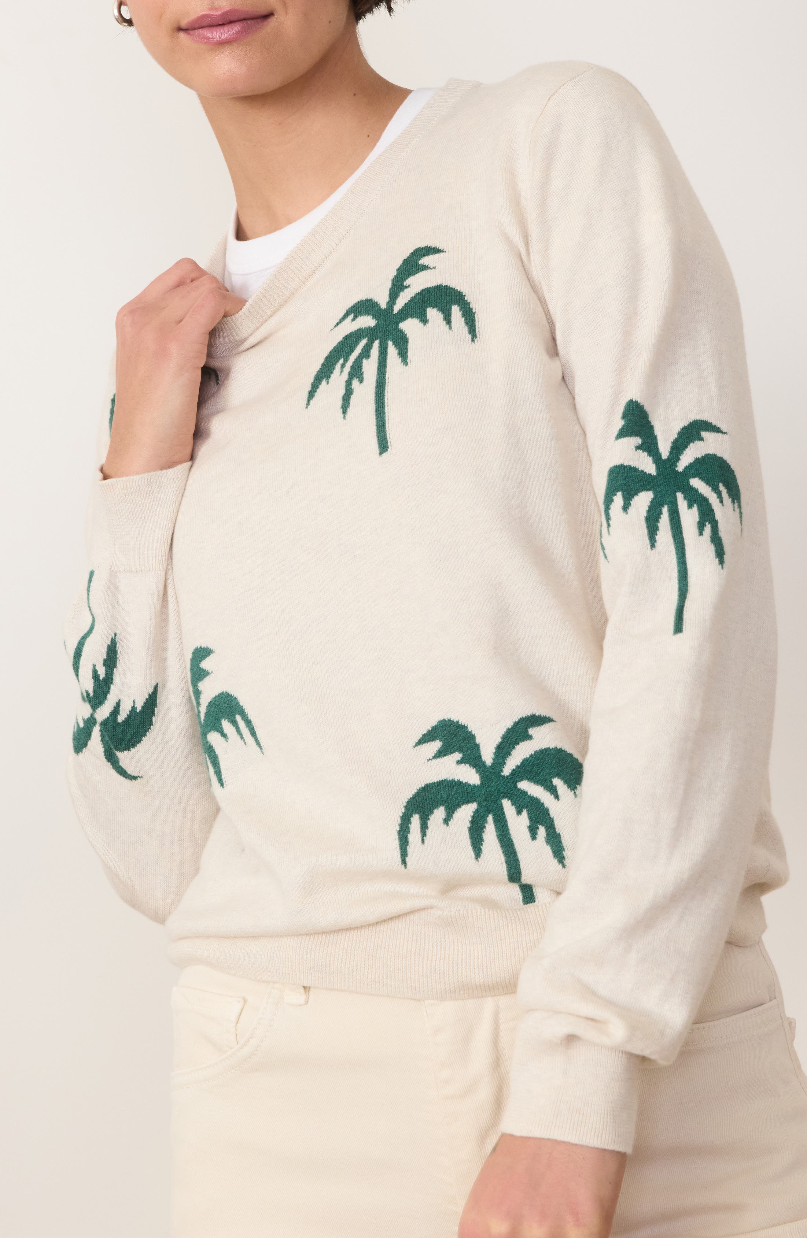 Icon Palm Tree Cotton Crewneck Sweater - image 1