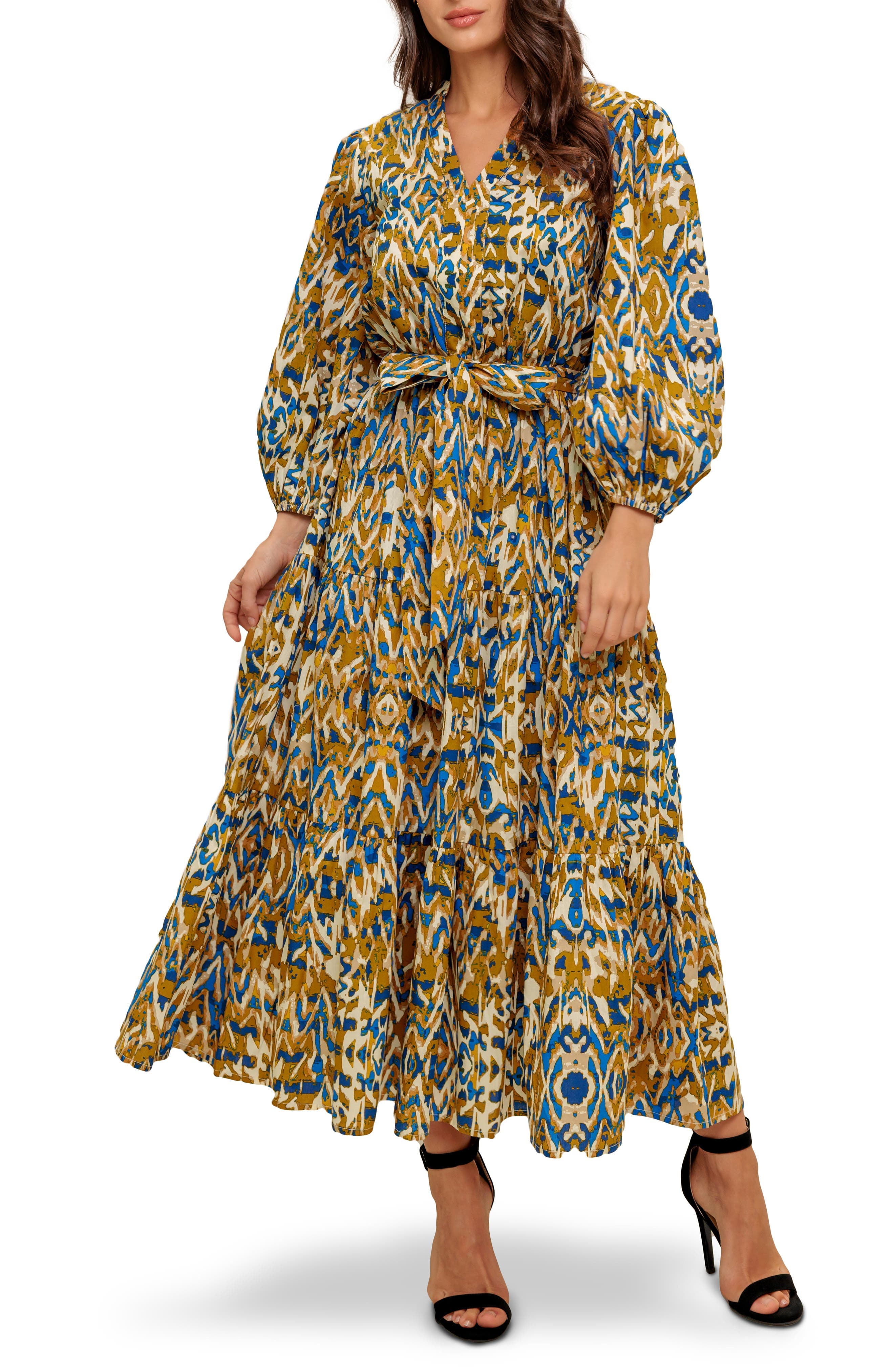 Long Sleeve Tiered Cotton Poplin Maxi Dress - image 1