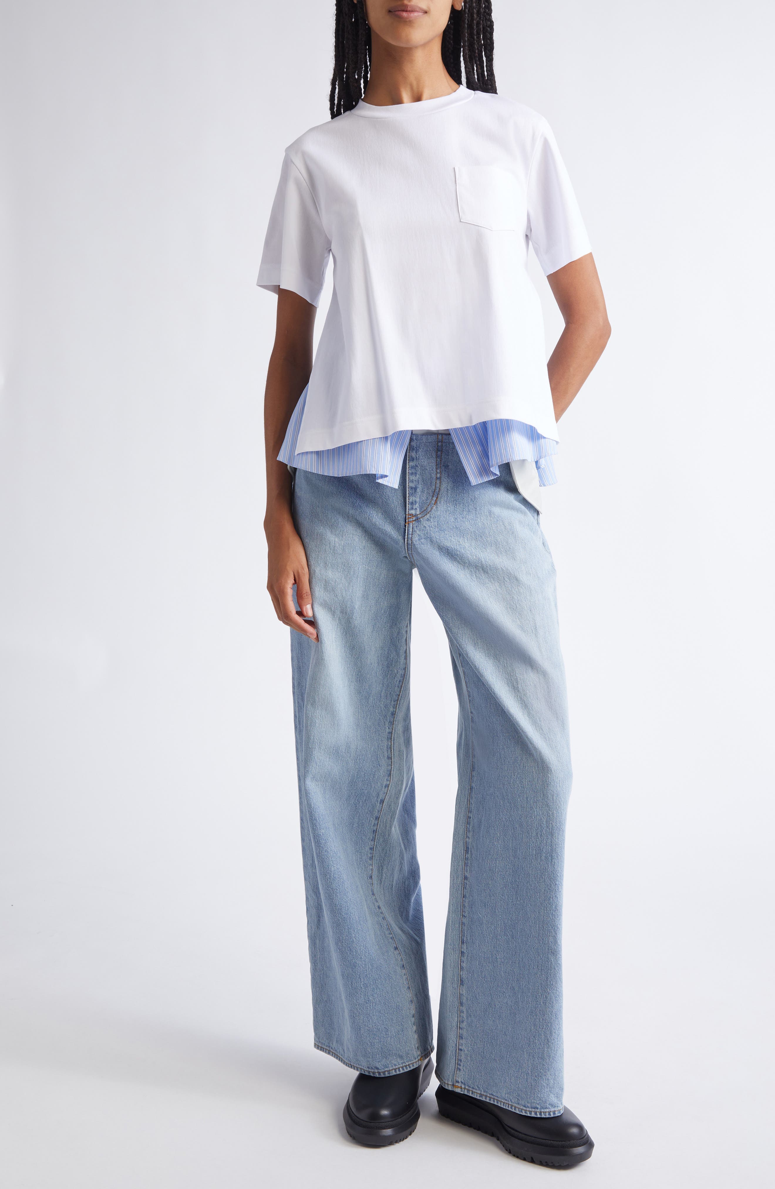 Baggy Mixed Media Jeans - image 2