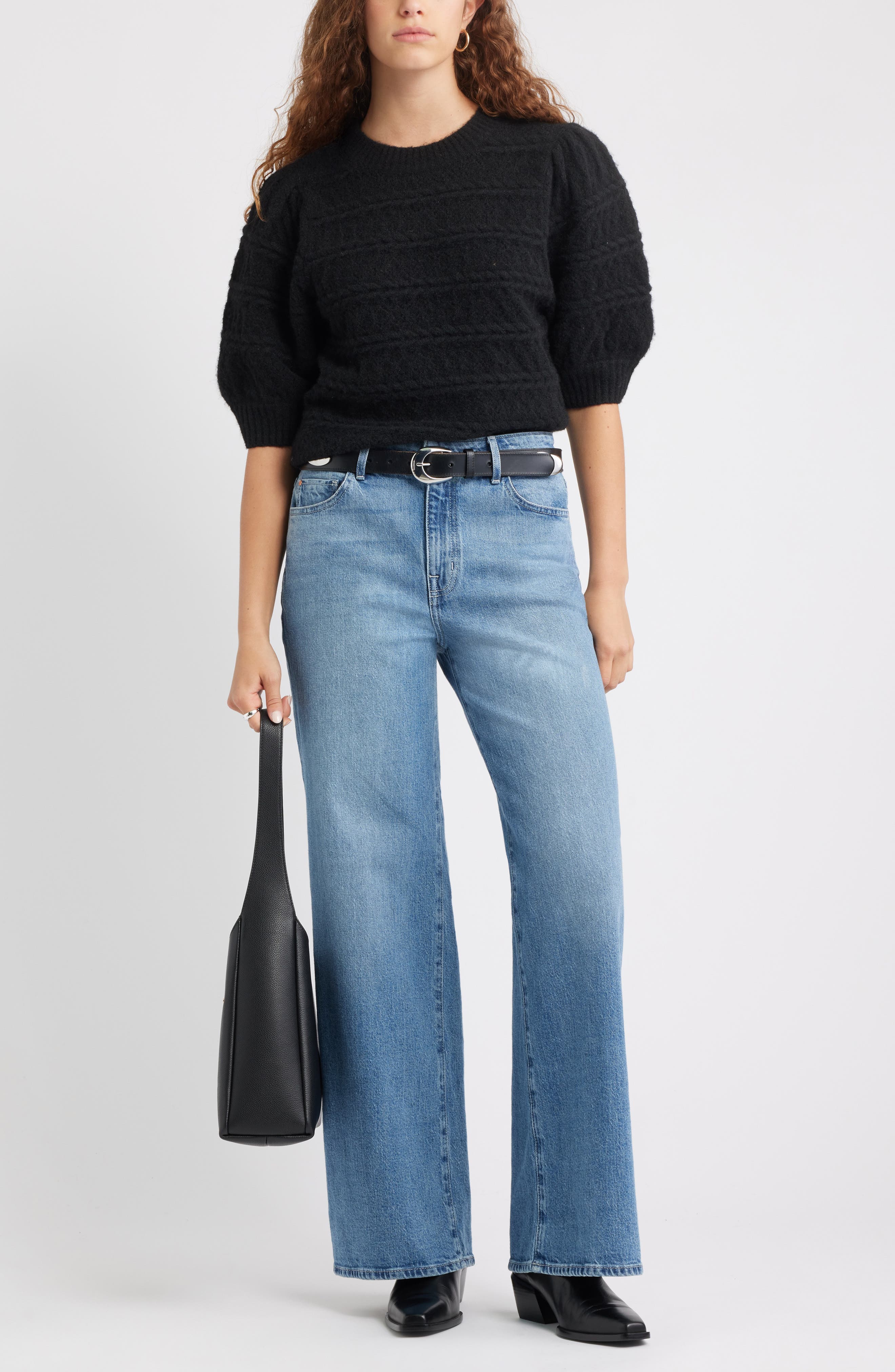 Puff Sleeve Cable Knit Sweater - image 2