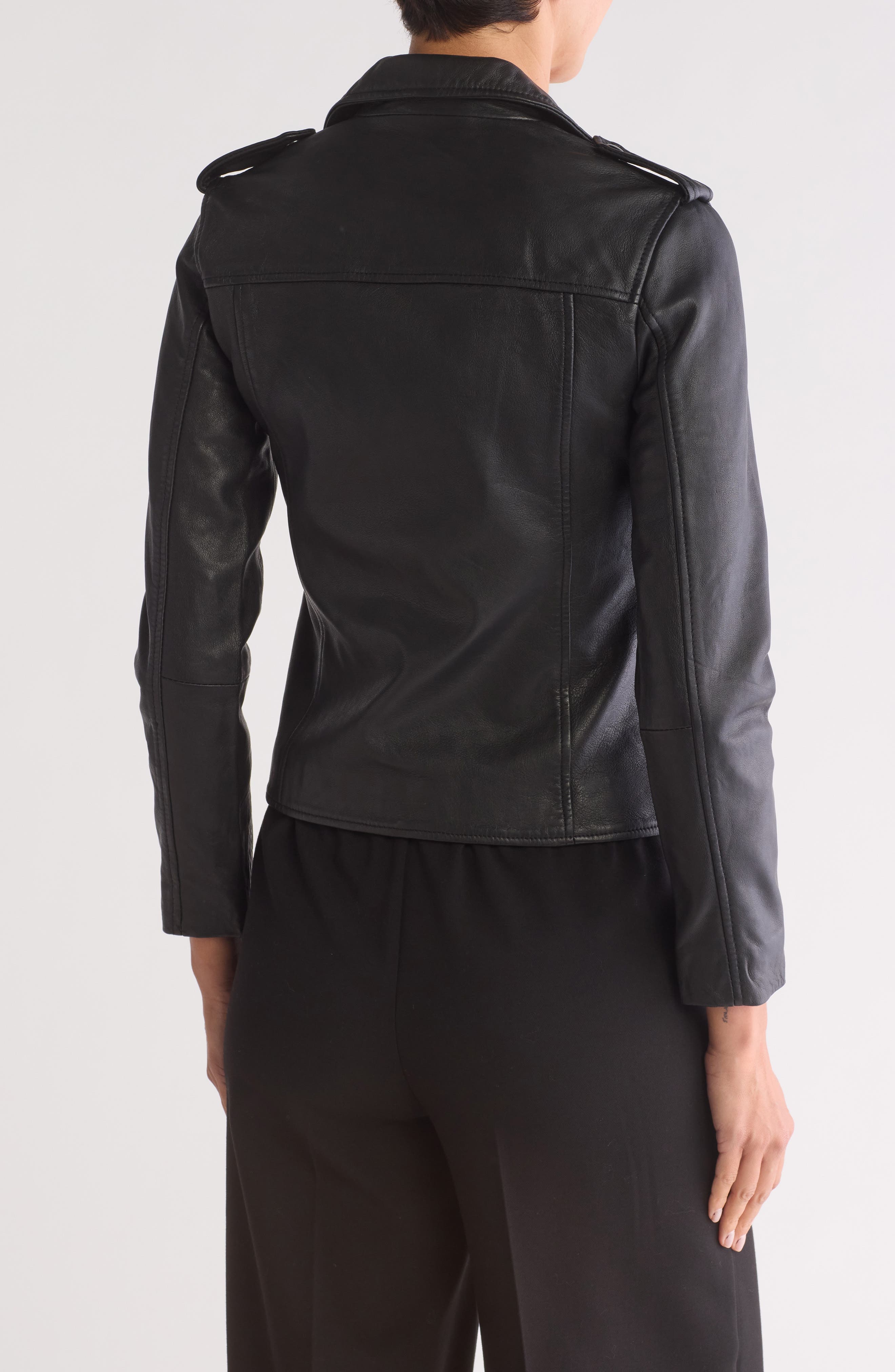 Elva Lambskin Leather Biker Jacket - image 2
