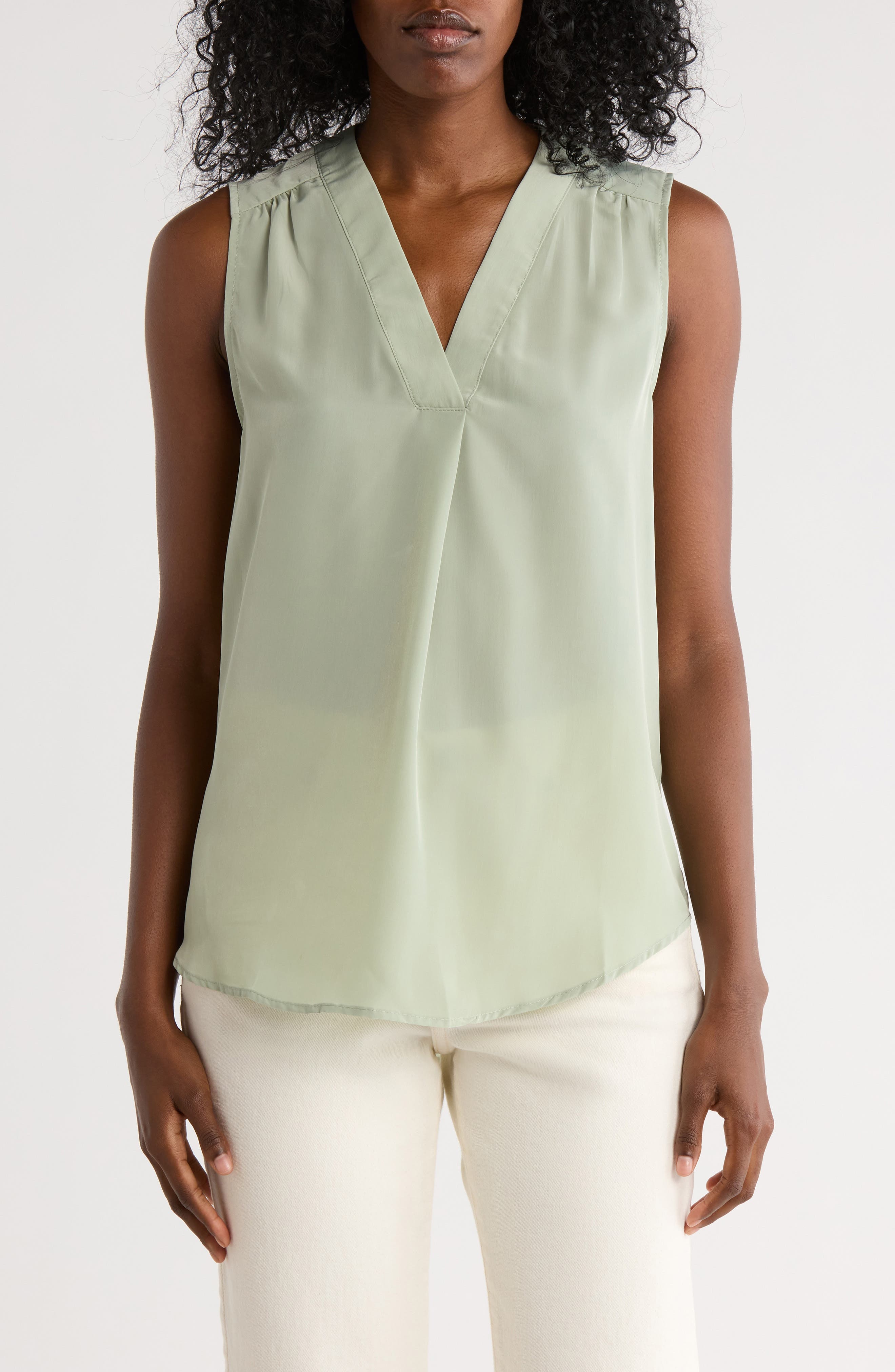 V-Neck Sleeveless Pleat Front Top - image 3