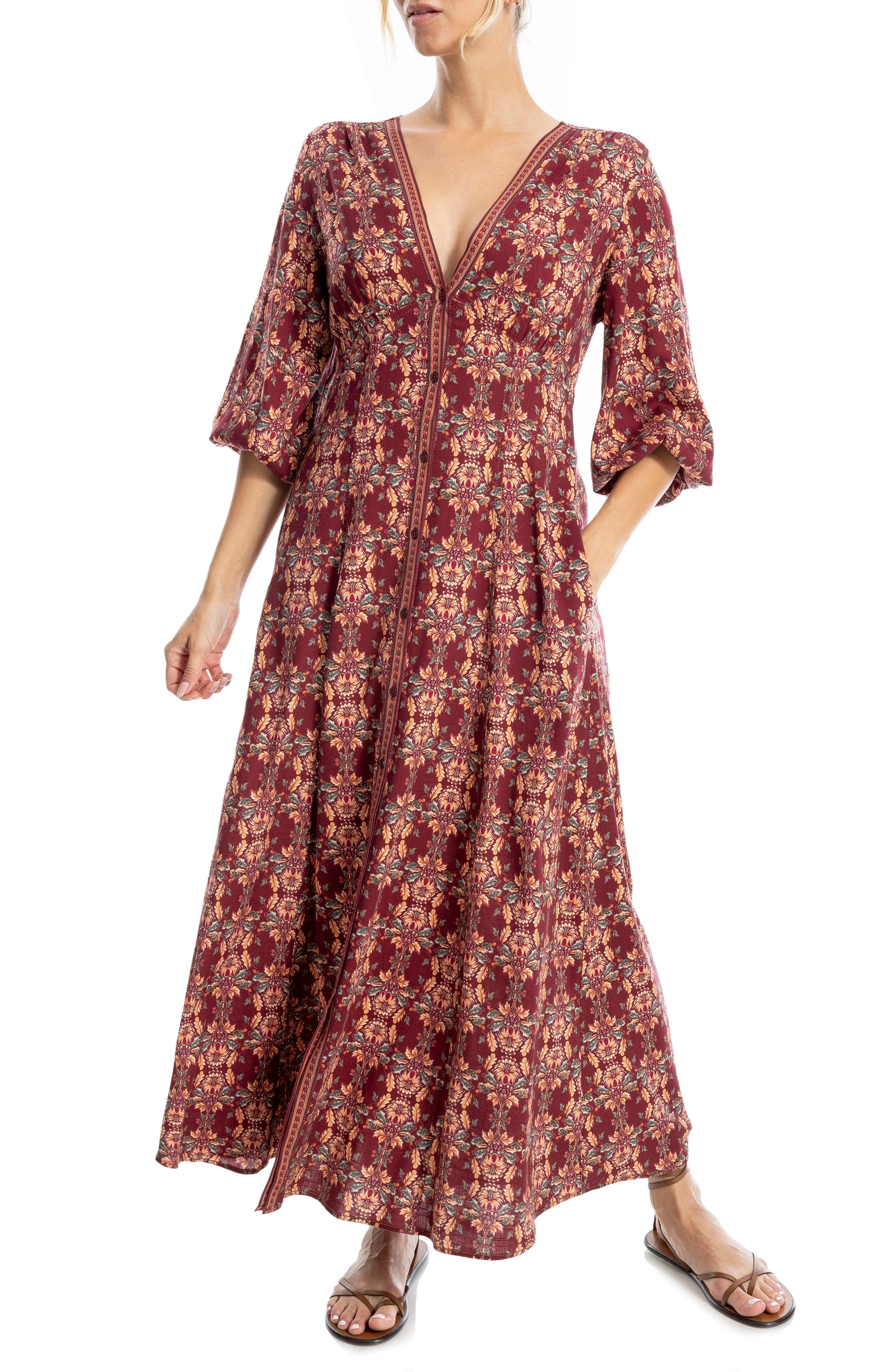 Three-Quarter Sleeve Maxi Dress - image 3