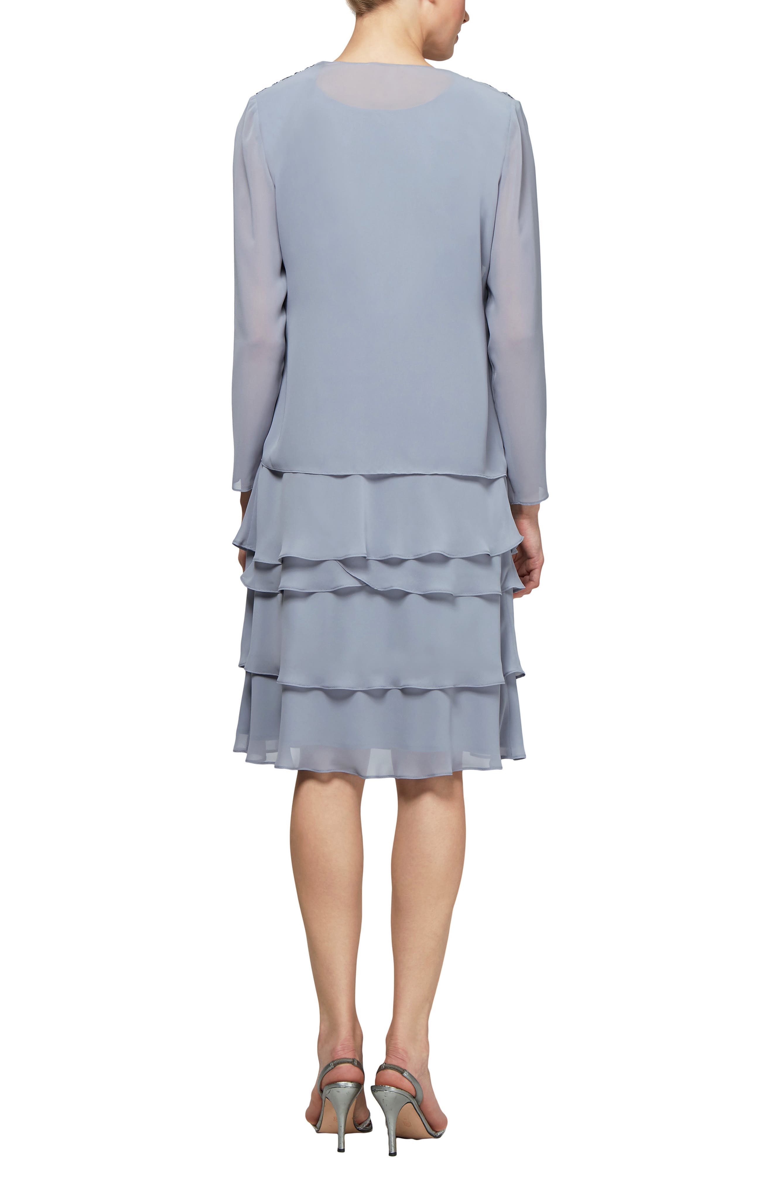 Beaded Accent Jacket & Tiered Dress 2-Piece Set - image 2