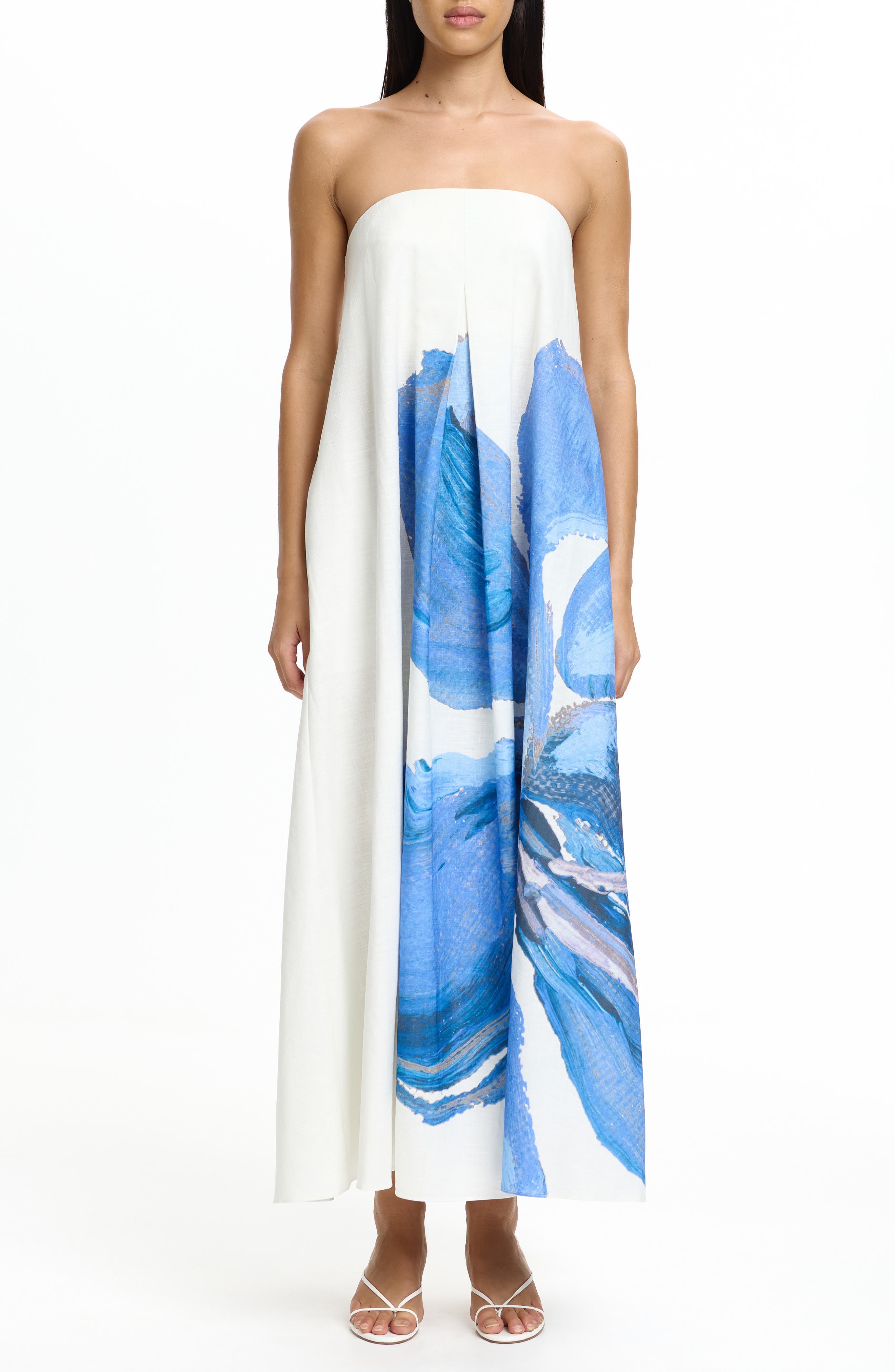 Parisa Placed Floral Strapless Cotton Maxi Dress - image 1